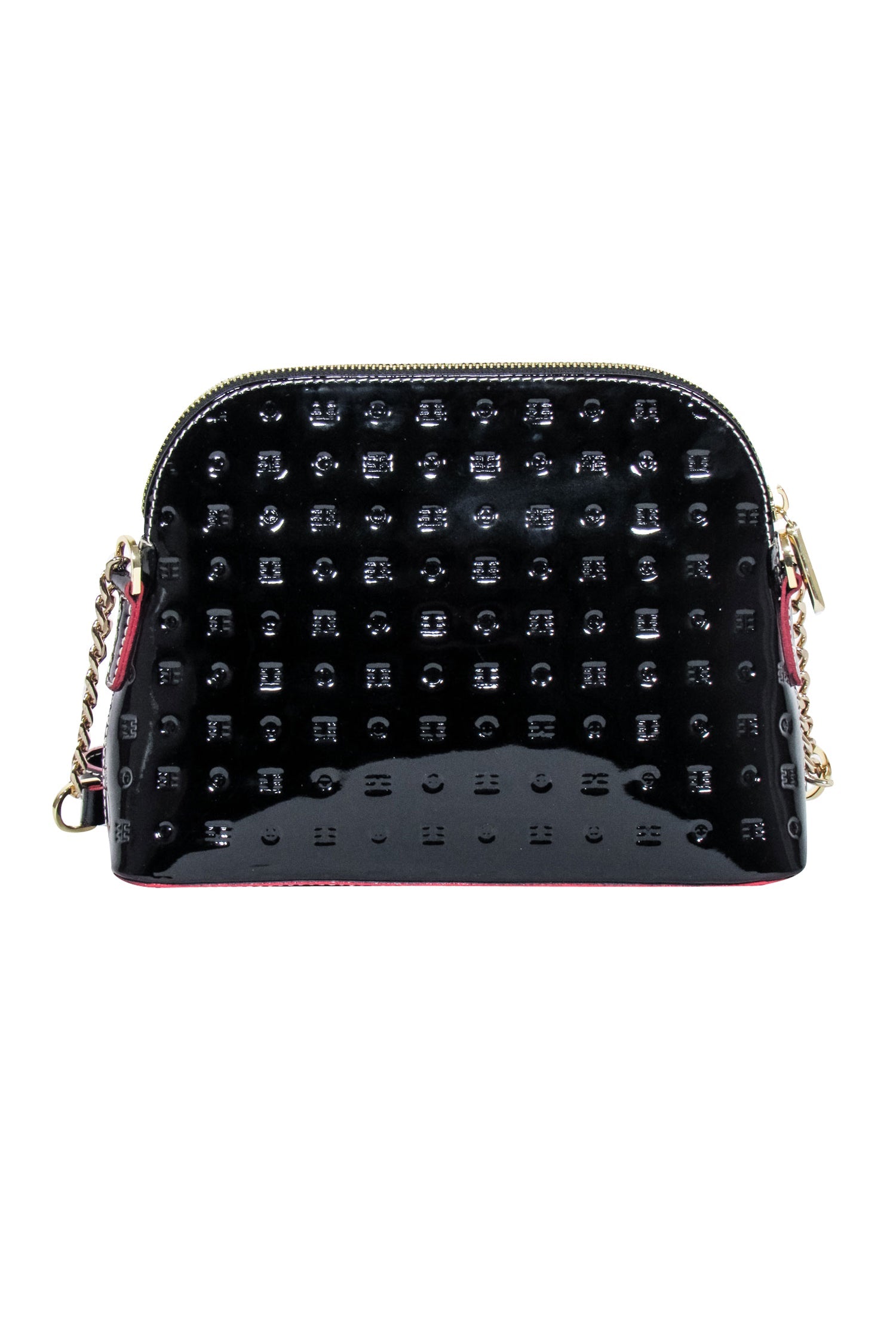 Arcadia - Stunning Black Logo Embossed Patent Leather Crossbody