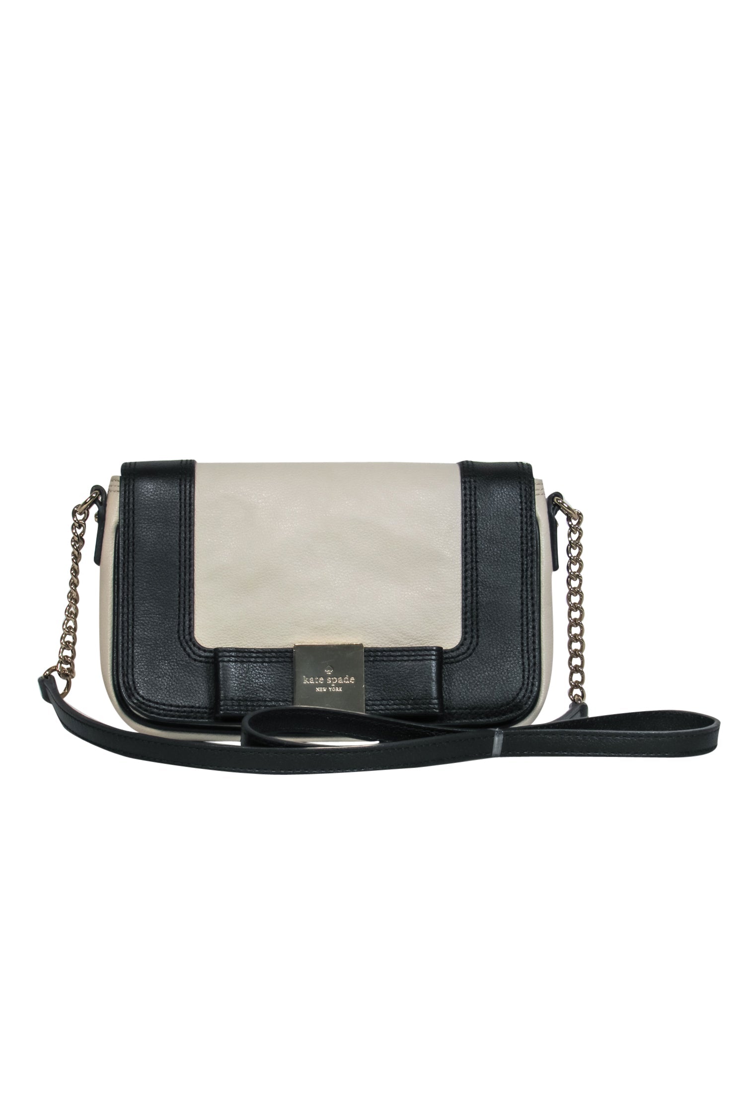 Kate Spade - Chic Black & Cream Leather Bow Crossbody Bag