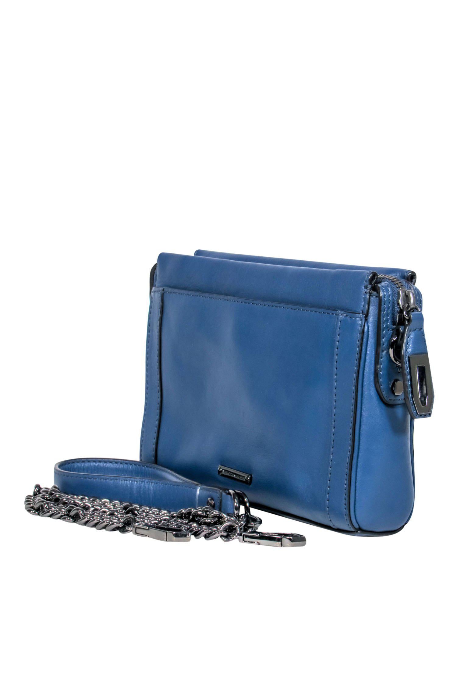 Rebecca Minkoff's Dusty Blue Leather Chain Strap Crossbody - A Fashion Essential