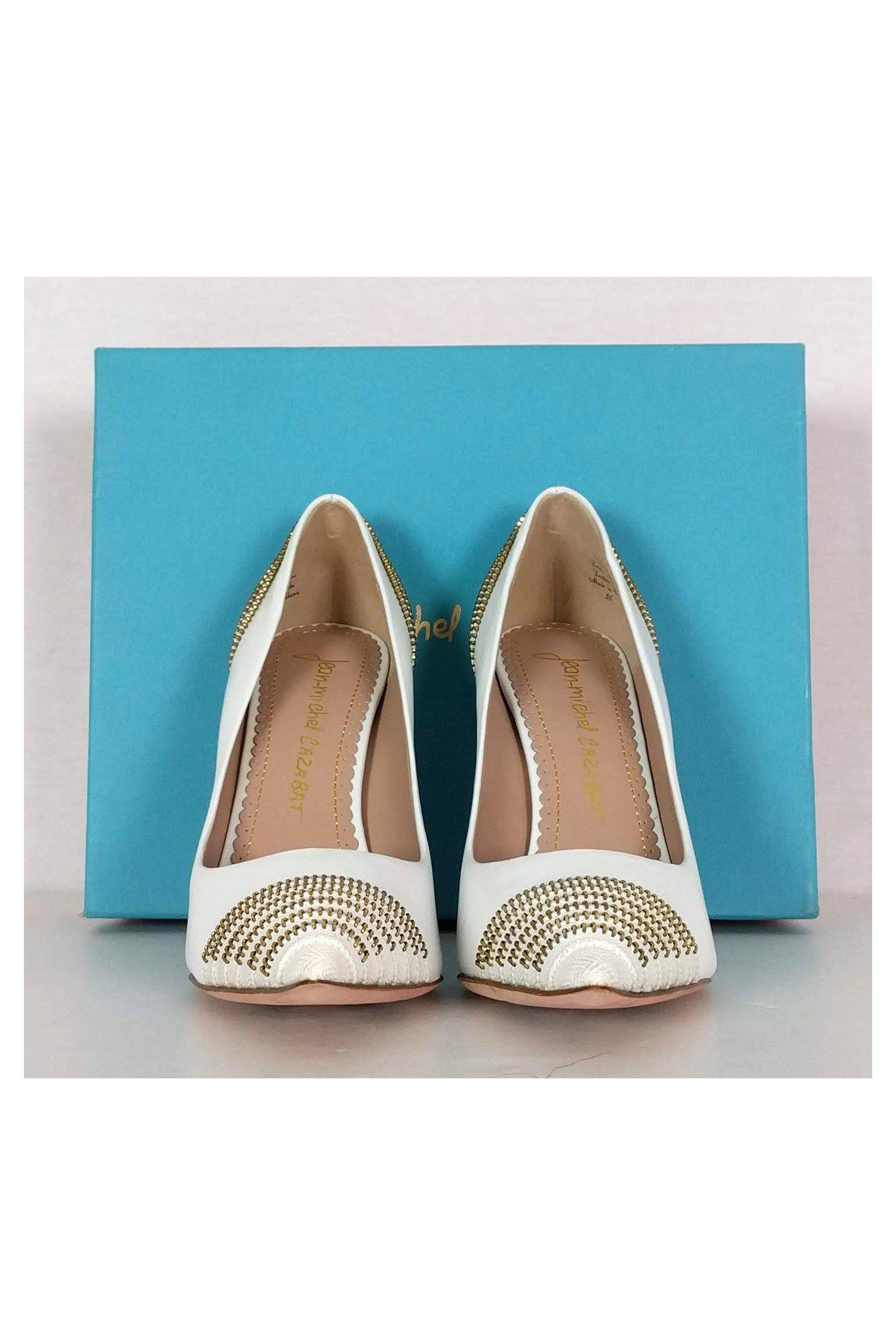 Jean-Michel Cazabat White Eternity Pumps - Size 6: Party-Ready Glam!