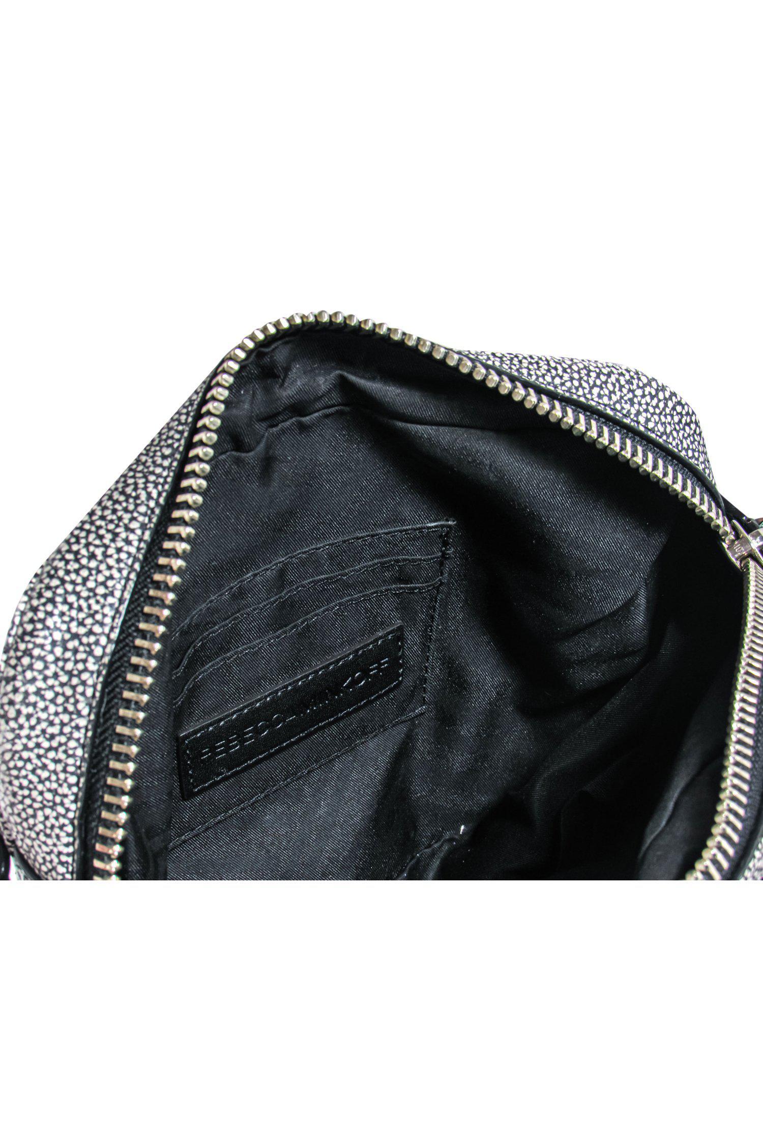 Rebecca Minkoff - Stylish White & Black Pebbled Leather Crossbody Bag