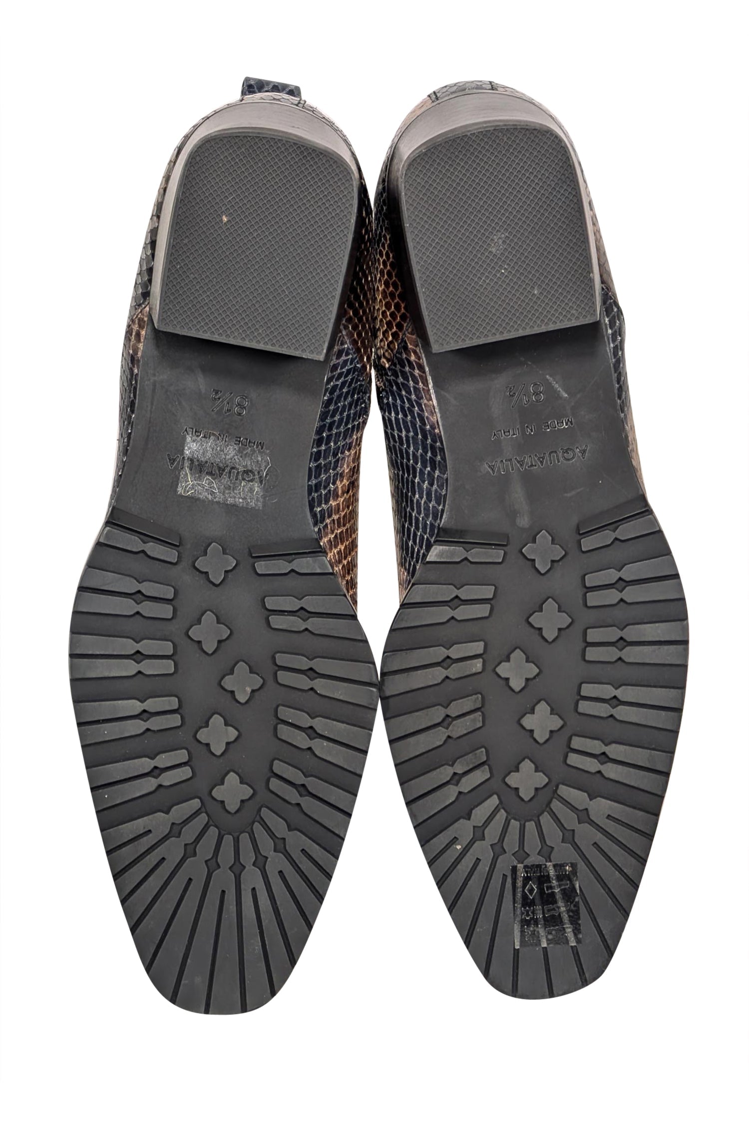 Aquatalia - Stylish Snakeskin Embossed Leather Ankle Boots in Black, Brown & Beige, Size 8.5