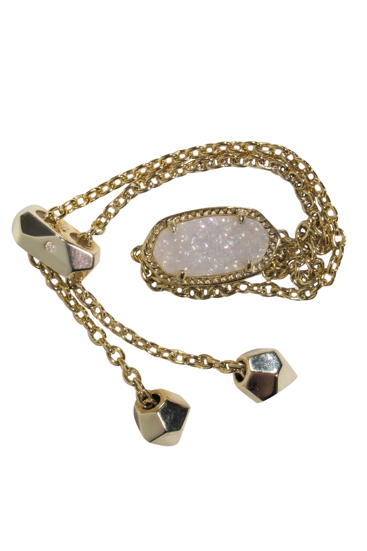 Kendra Scott - Gold Adjustable 'Elaina' Chain Bracelet with Sparkling White Stone