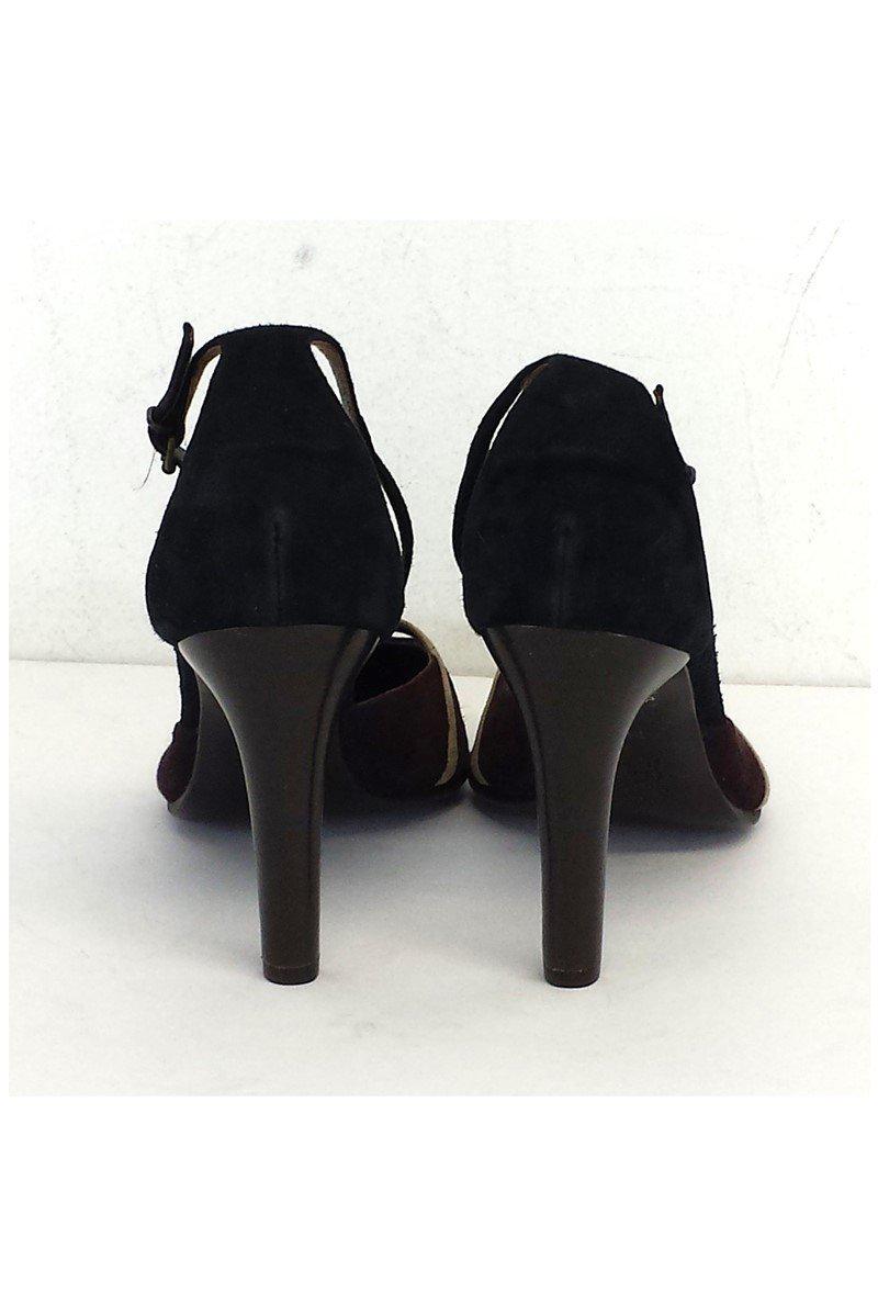Theory - Stylish Brown, Black & Tan Ankle Strap Heels in Size 9.5 - A Must-Have!
