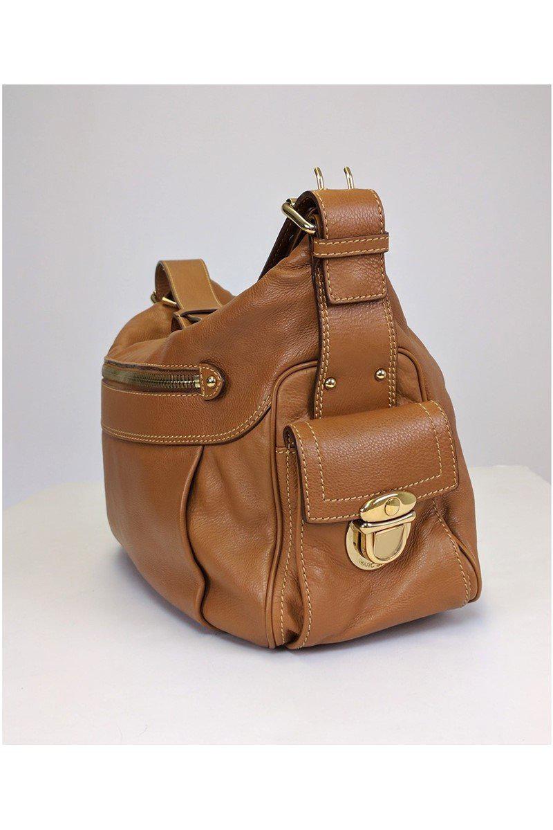 Marc Jacobs Brown Leather Shoulder Purse with Stunning Gold Hardware