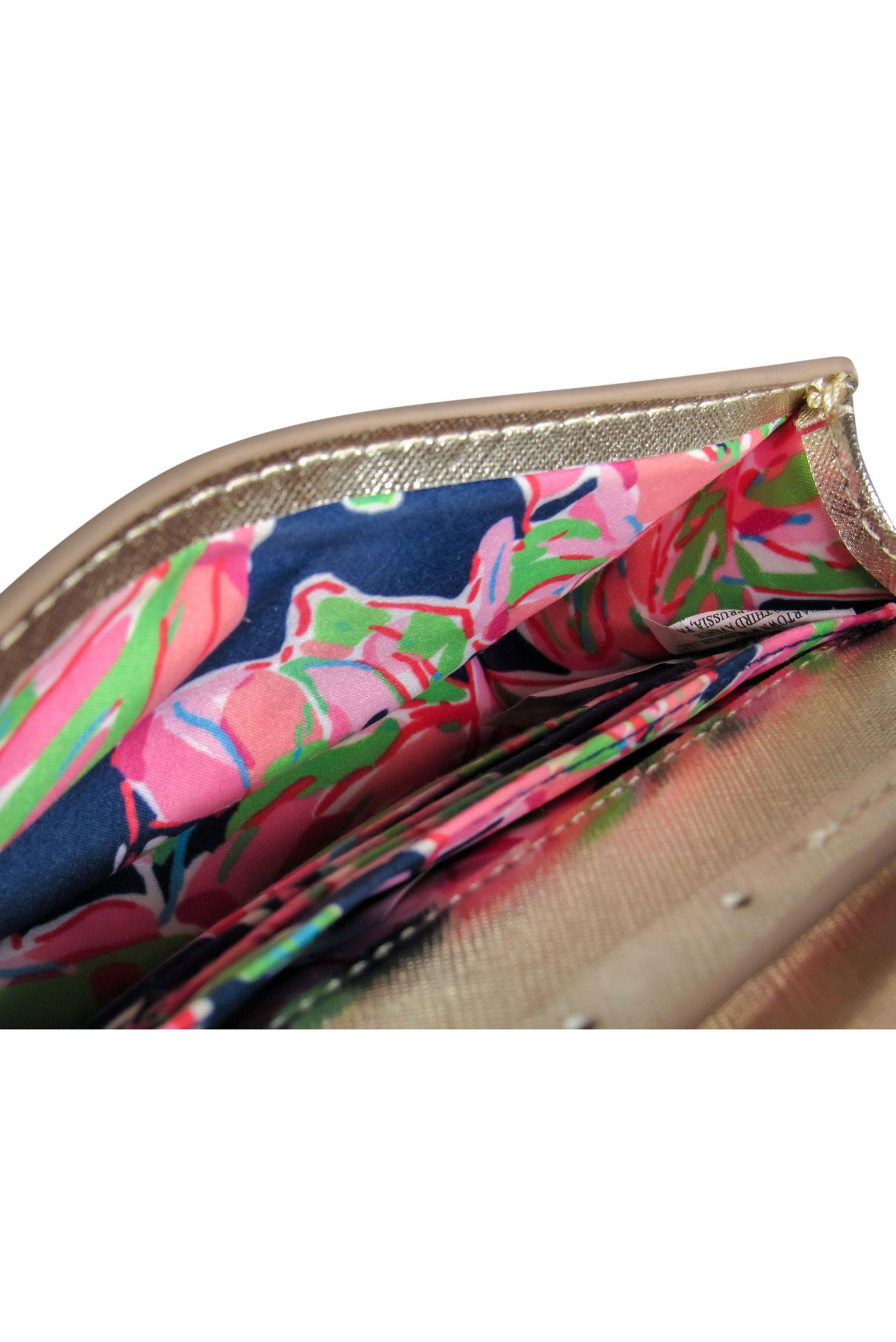 Lilly Pulitzer's Gorgeous Gold Textured Leather Mini Flap Crossbody - Grab Yours Now!