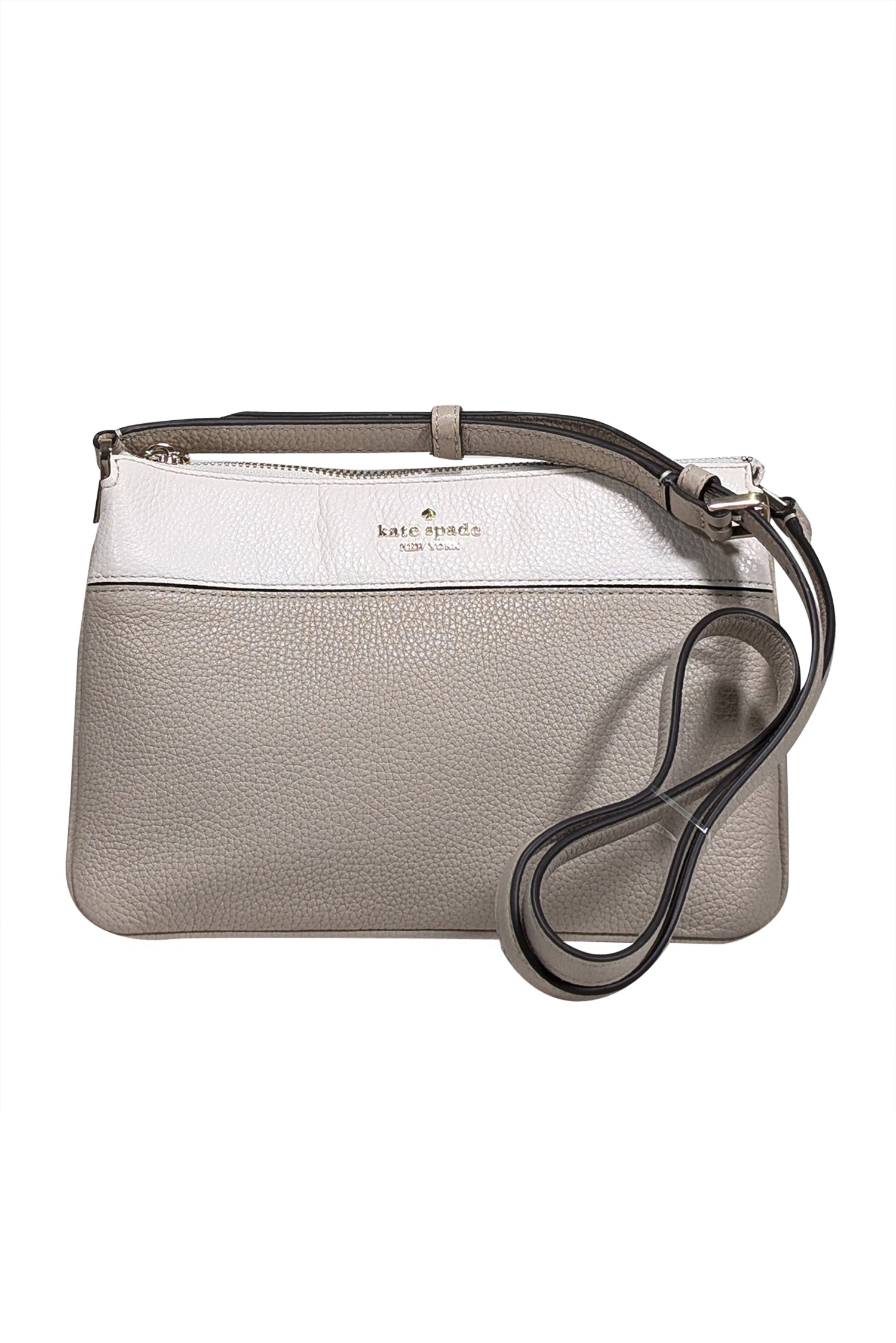 Kate Spade's Chic Beige & Cream Pebbled Leather Crossbody Bag