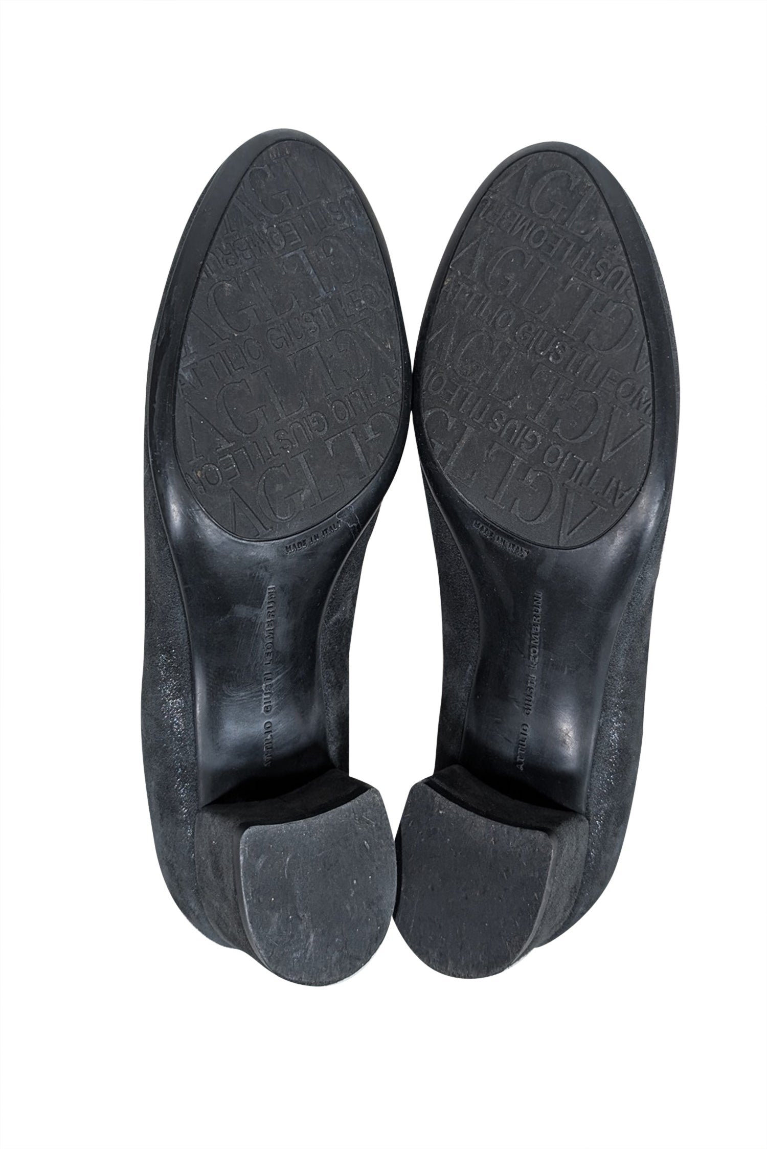AGL Grey Suede Bow Toe Block Heel Office Shoes - Size 6