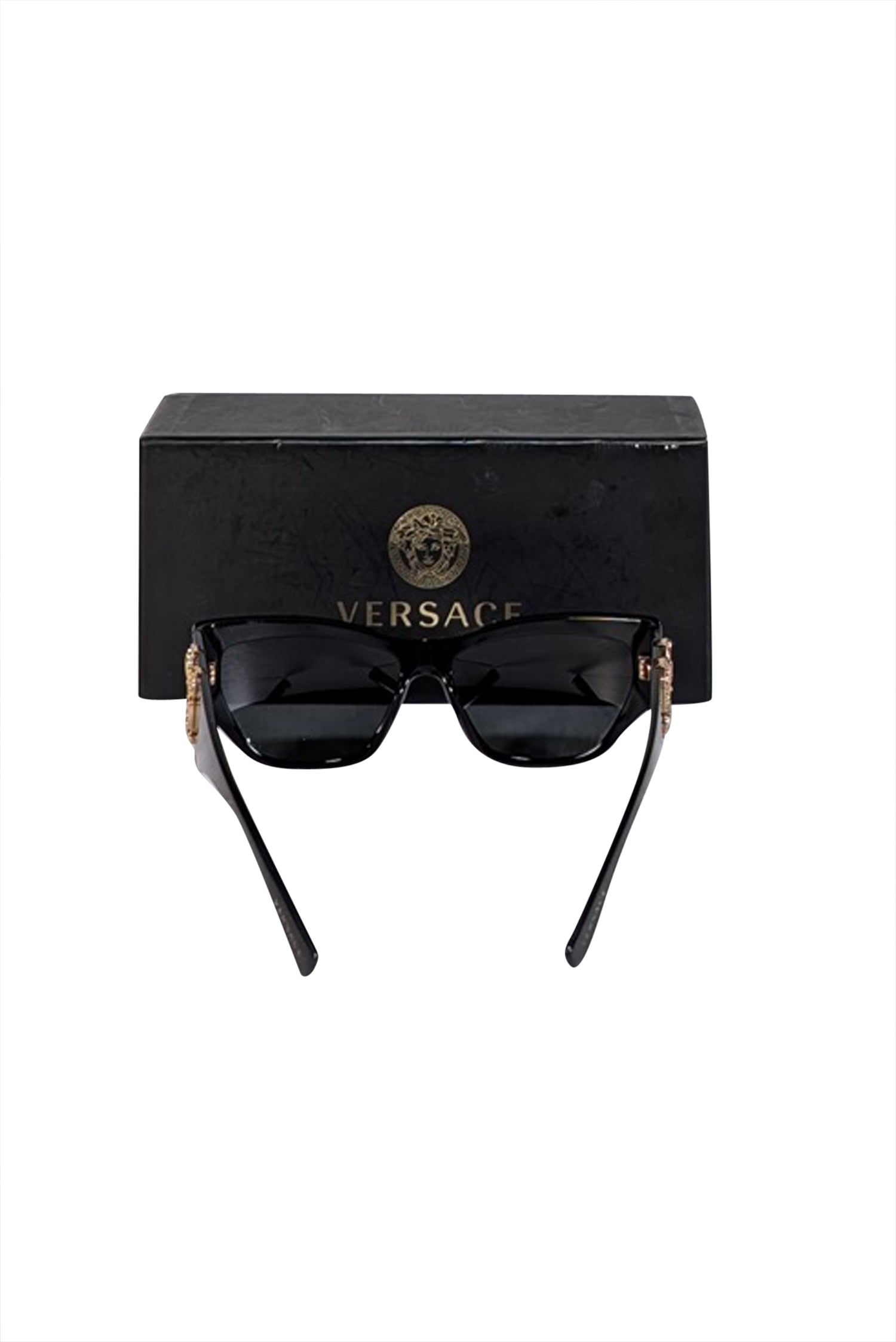 Versace Glamorous Black Thick Cat Eye Sunglasses