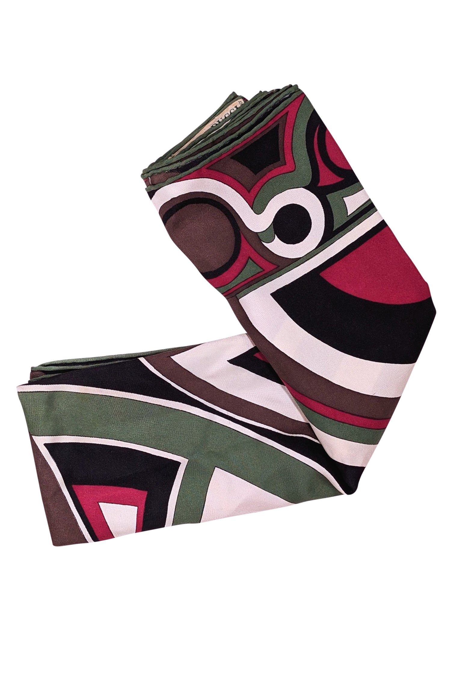 Emilio Pucci - Stunning Pink, Green, Brown, Black & White Abstract Print Silk Scarf