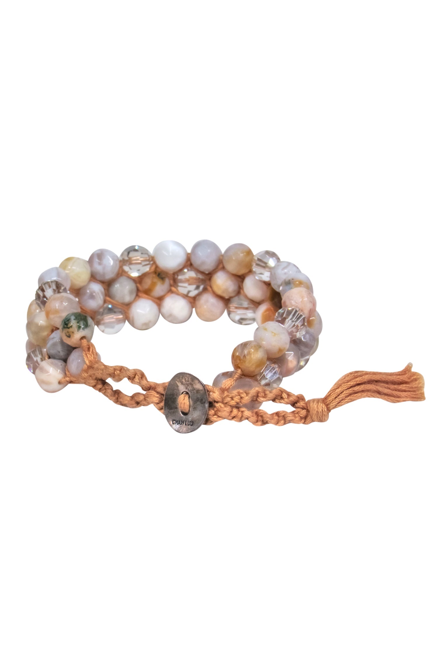 Chan Luu's Stunning Beige Twine & Marbled Beaded Bracelet