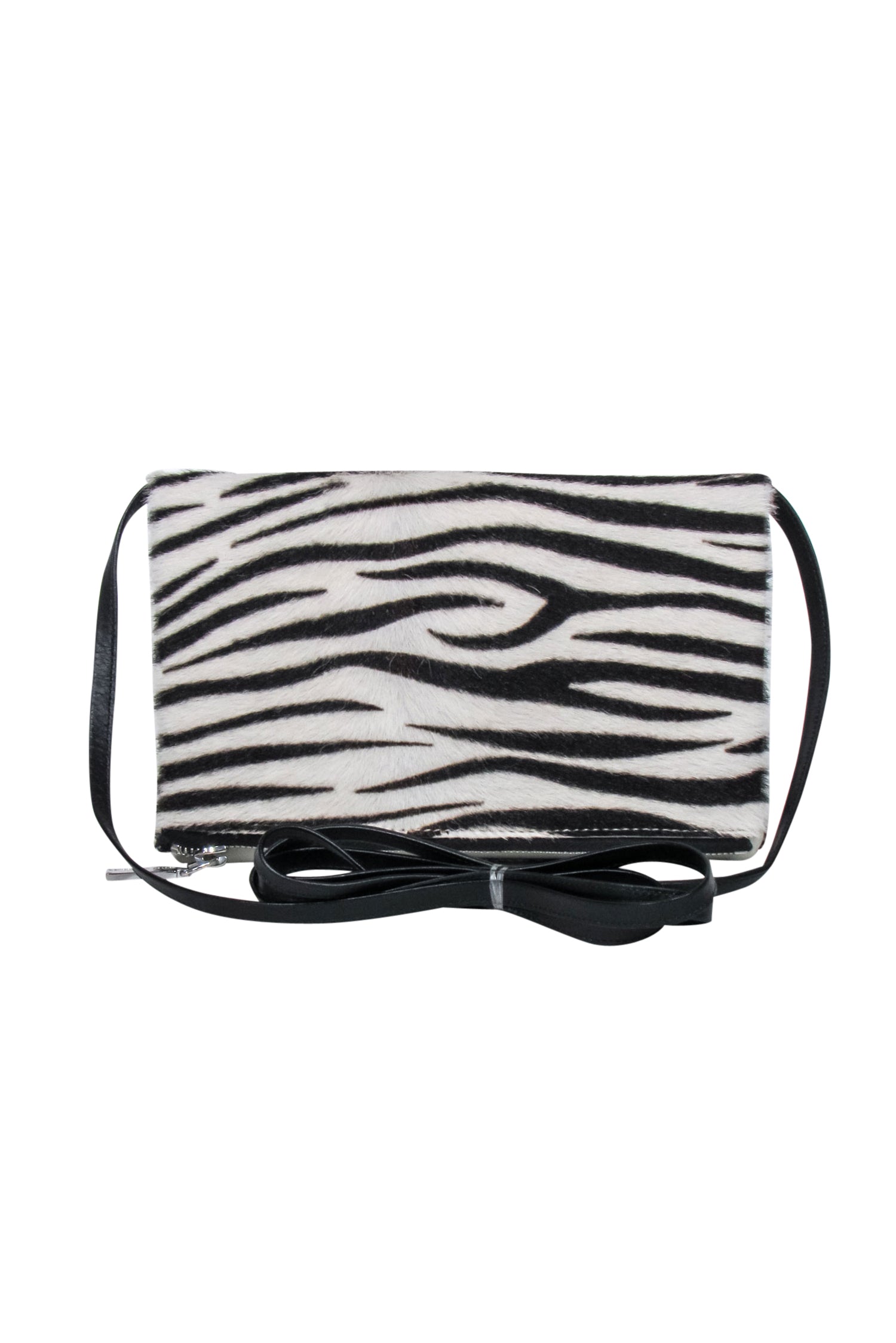 Hester van Eeghen Ivory & Black Zebra Print Fold-Over Crossbody Bag: Unleash Your Wild Side
