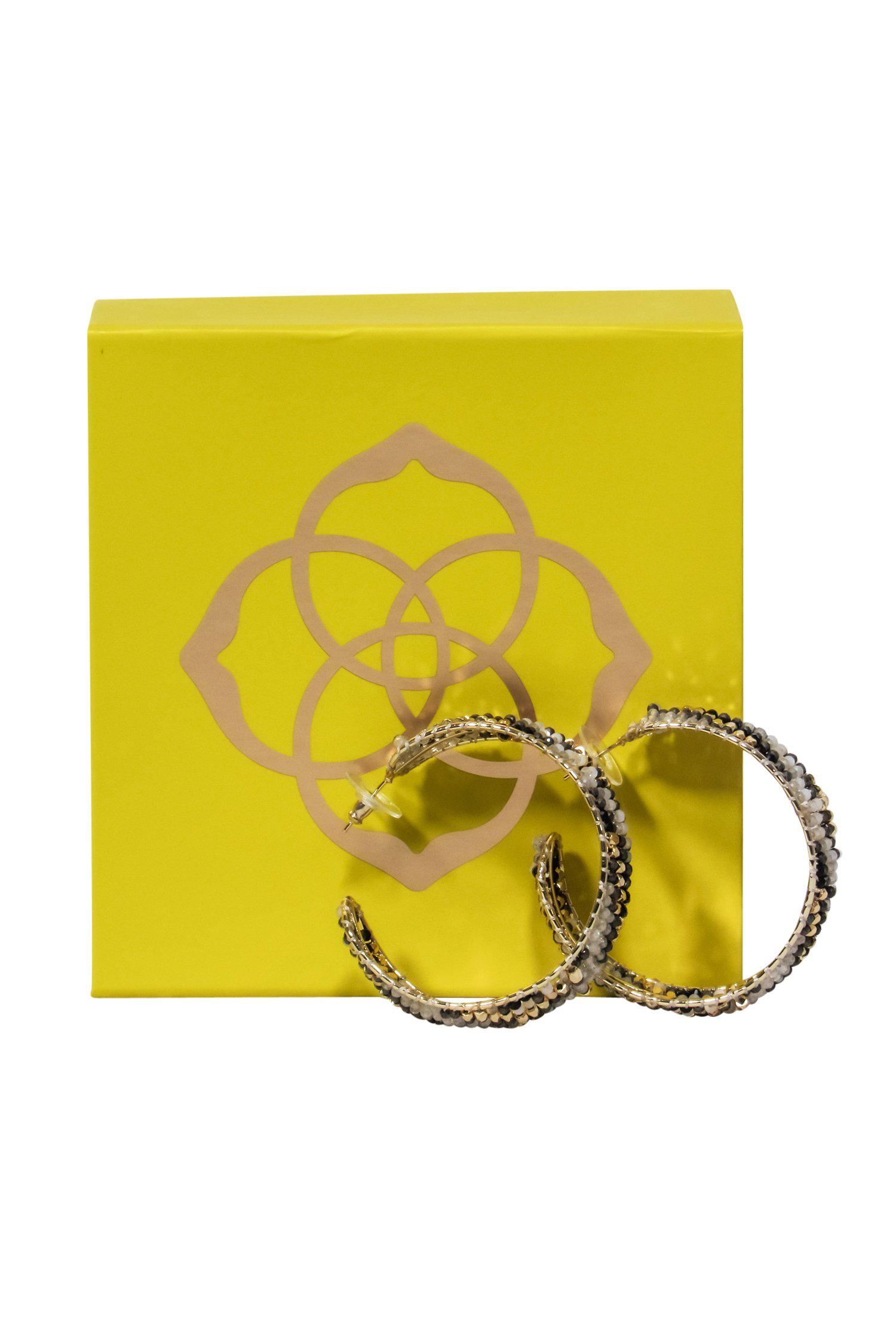 Kendra Scott - Stunning Gold, Black & White Beaded 'Britt' Hoop Earrings