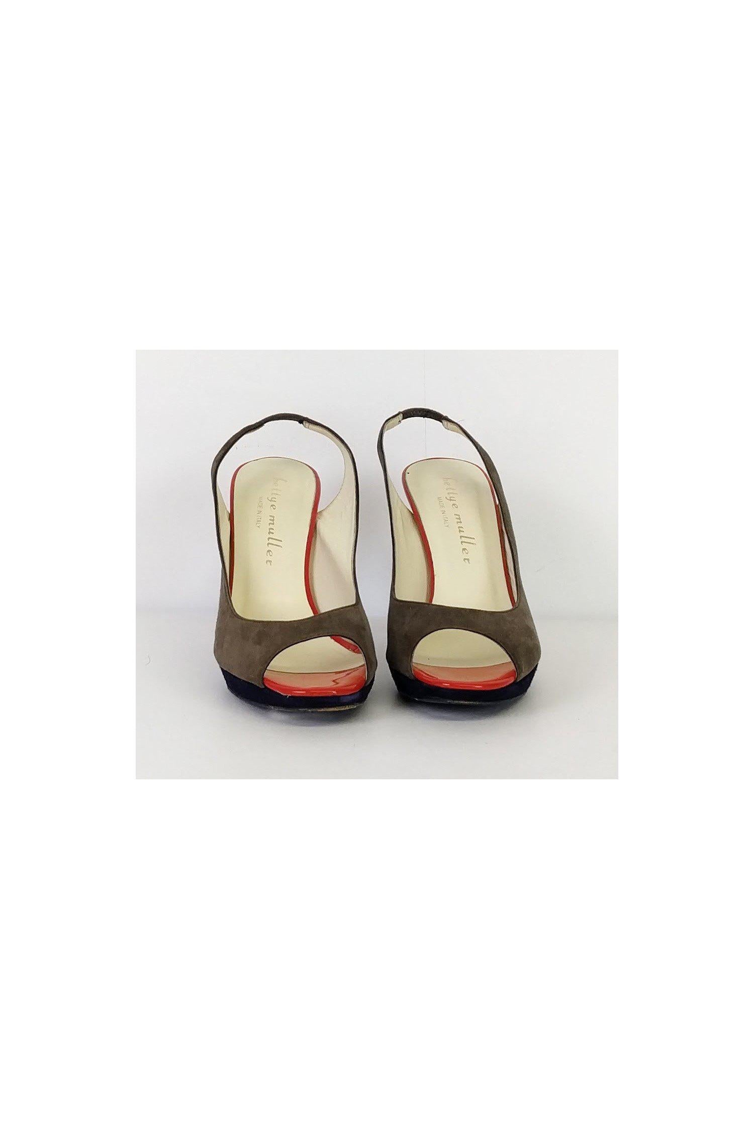 Bettye Muller's Stunning Taupe Suede Slingbacks - Size 8.5