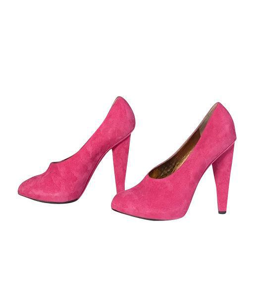 Dolce & Gabbana Pink Suede Angular Heel Pumps - Size 9 - Glamorous Italian Style
