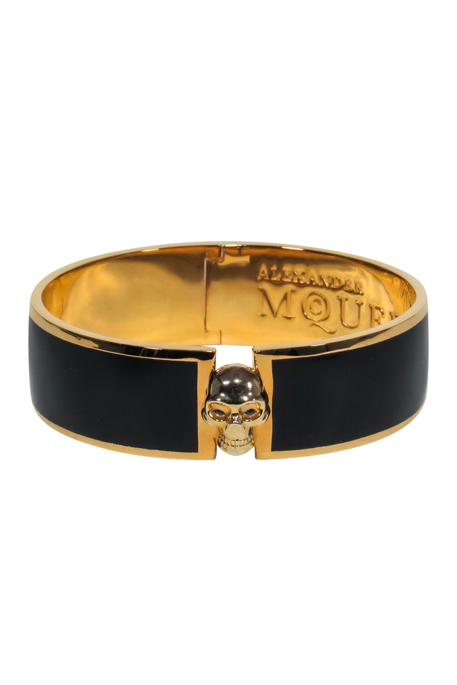 Alexander McQueen Black & Gold Skull Clasp Bracelet - A Must - Have Gothic Accessory