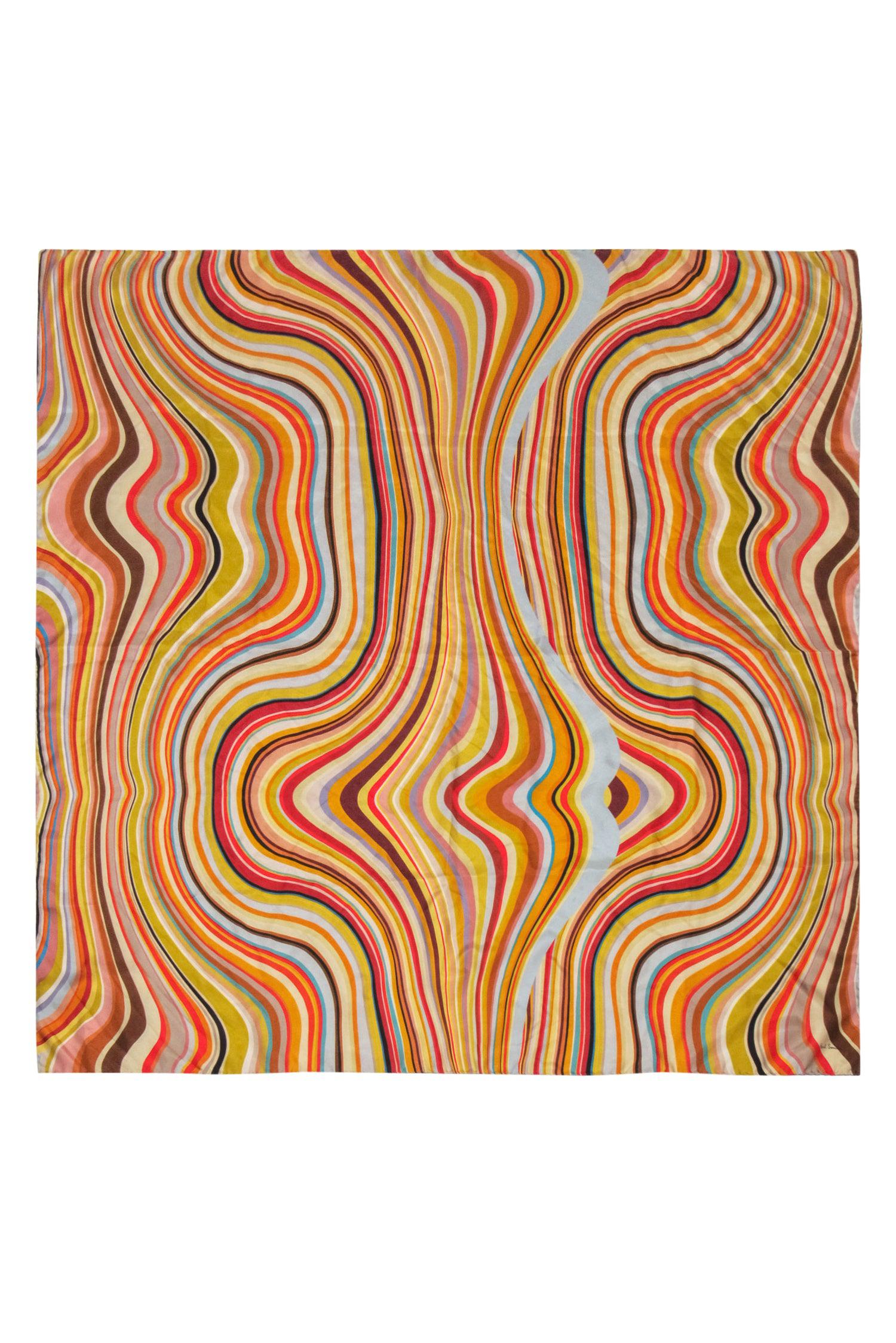 Paul Smith Mod Multicolor Wavy Silk Scarf - A '60s Groovy Delight
