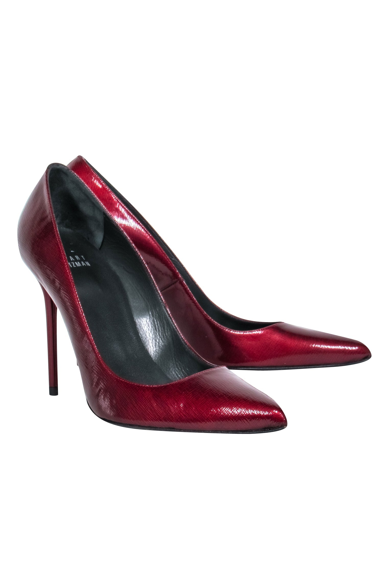 Stuart Weitzman Maroon Textured Leather Pointed Toe Pumps - Size 8.5 - Elevate Your Style Now!