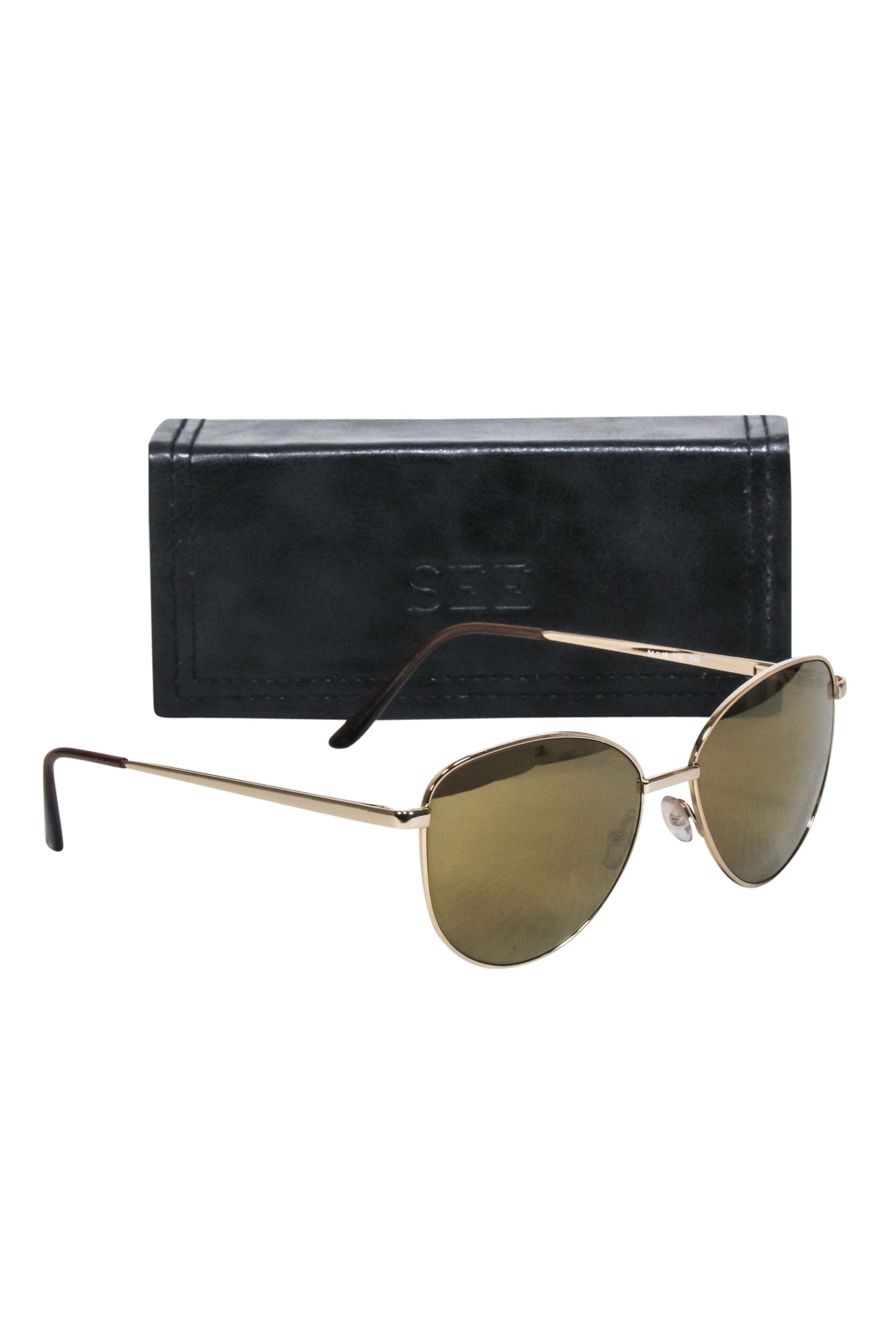 See - Stylish Gold Rounded Sunglasses with Yellow Lenses