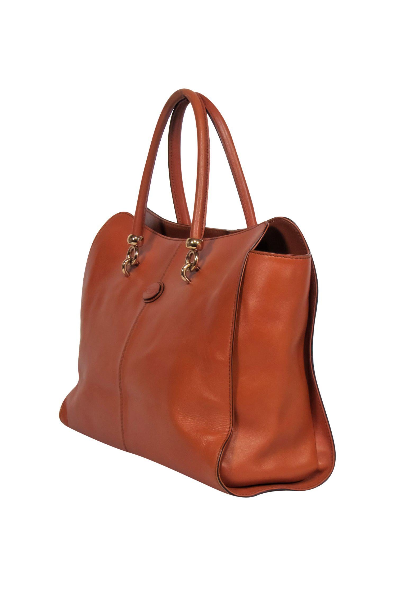 Tod's Cognac Brown Luxury Leather Satchel Tote