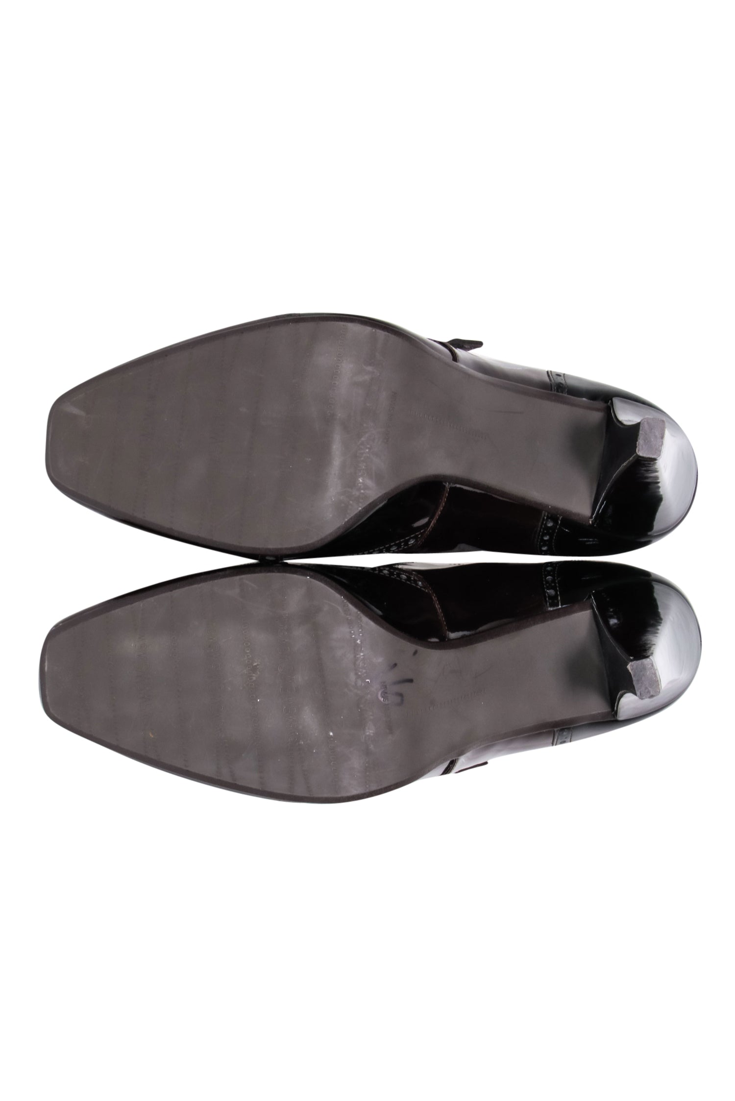Stuart Weitzman Brown Patent Leather Oxford Style Buckle Pumps - Size 8.5