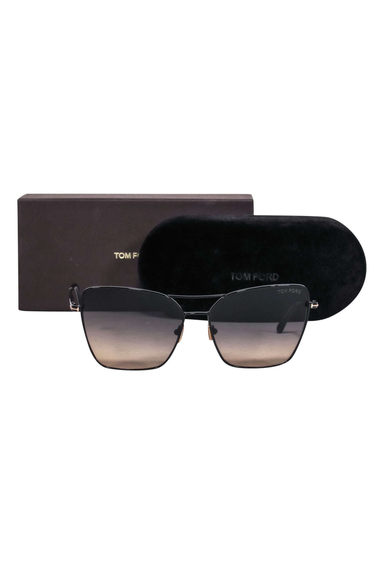 Tom Ford - Striking Black Oversized Square Sunglasses with Brow Bar