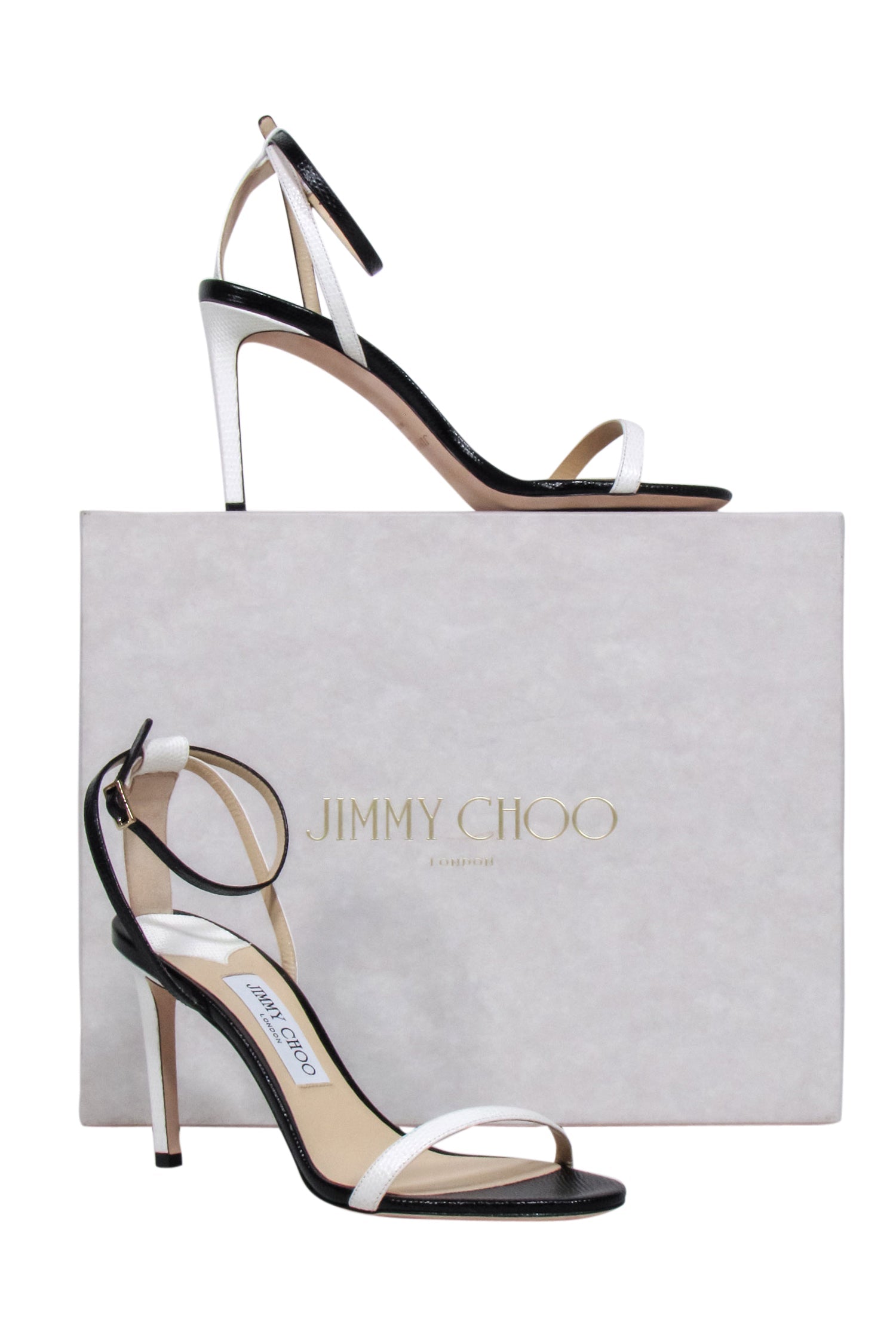 Jimmy Choo - Stunning Black & White Color Block Sandal Heels in Size 8