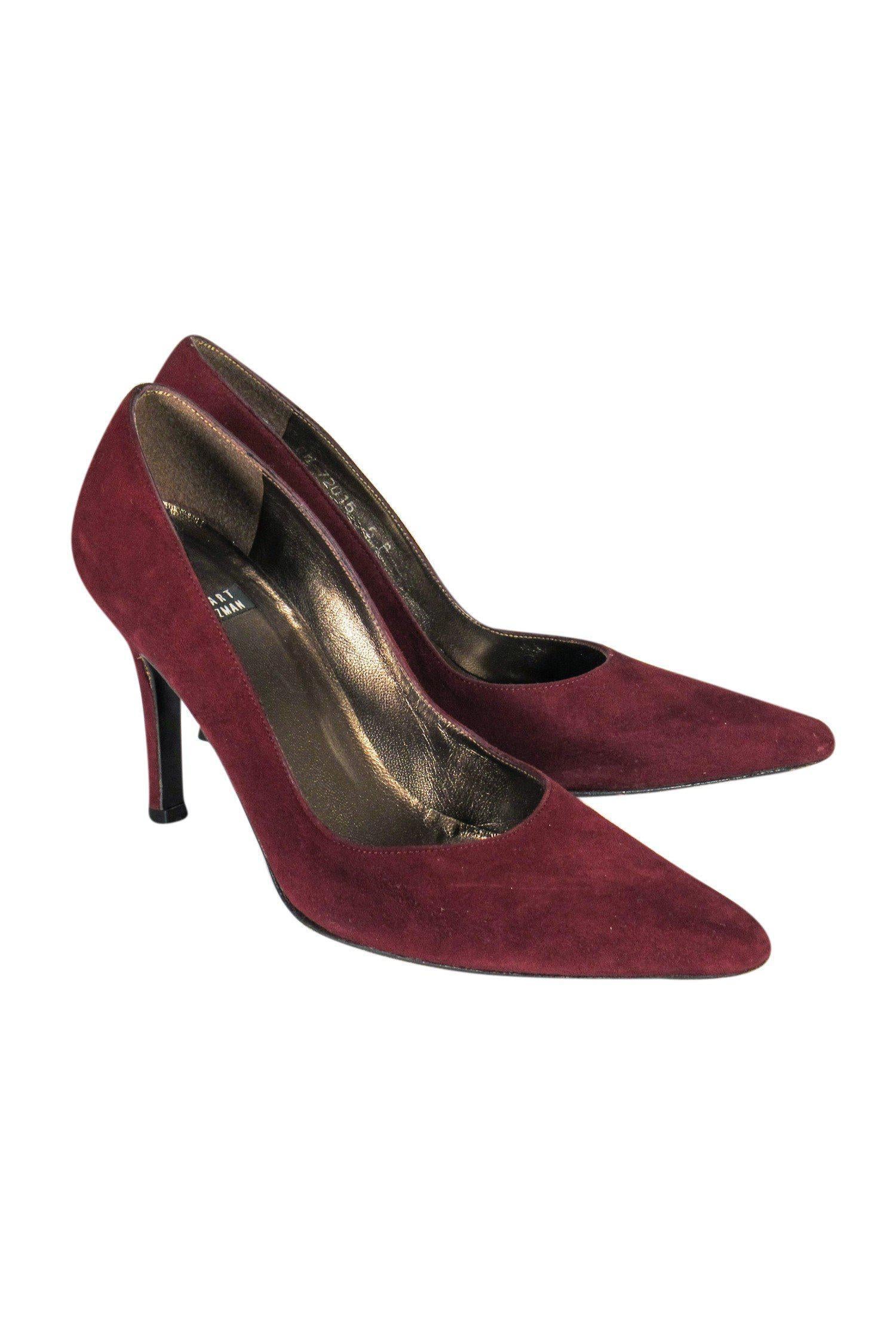 Stuart Weitzman - Gorgeous Burgundy Suede Pointed-Toe Pumps, Size 5