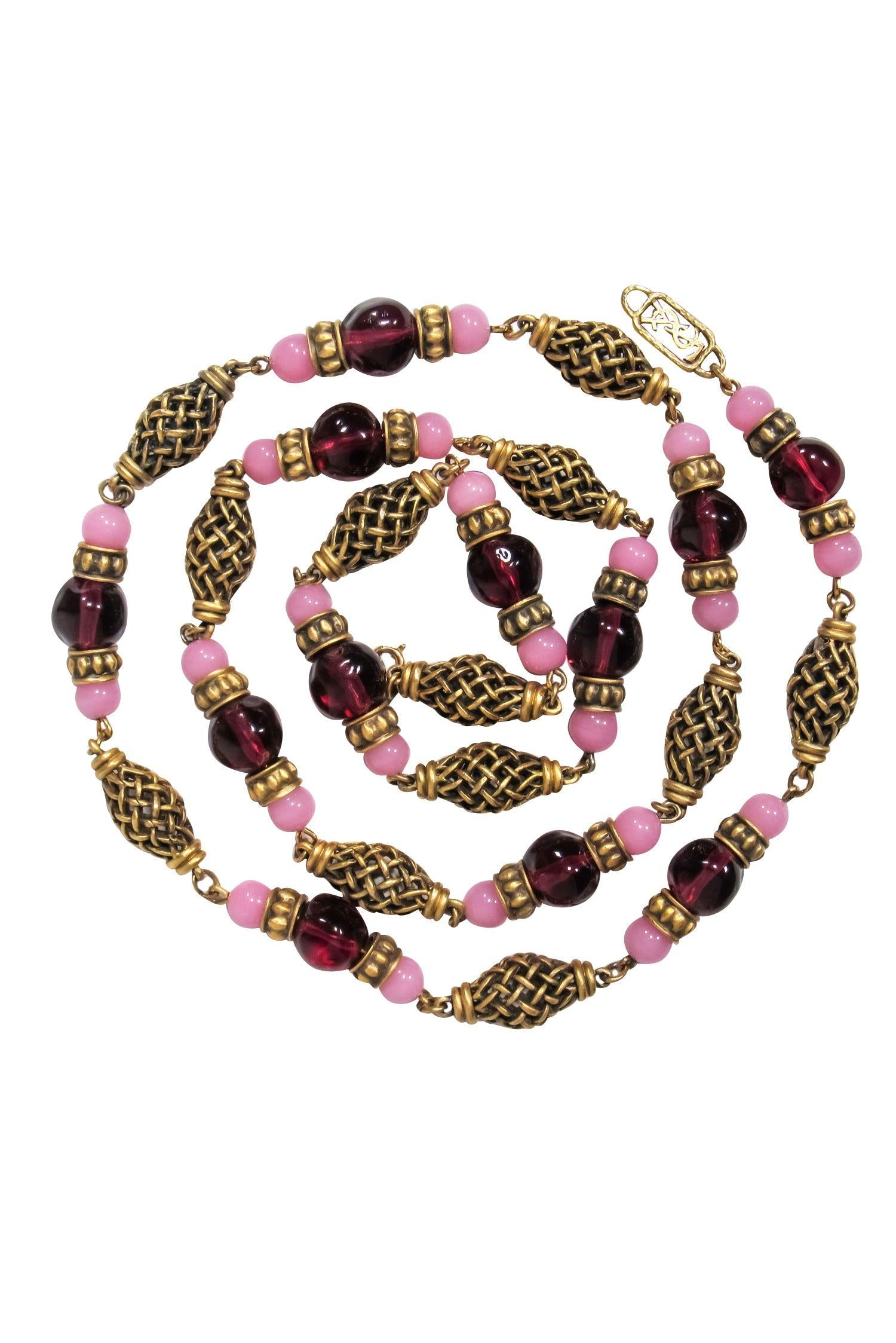 Yves Saint Laurent - Enchanting Purple & Pink Glass Beads Chain Necklace