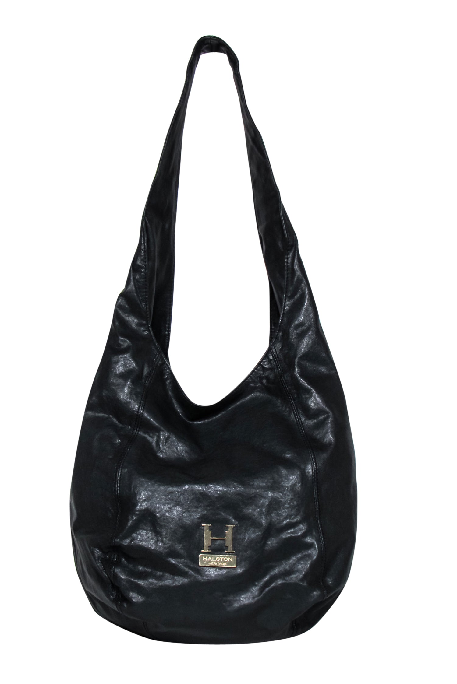 Halston Heritage Black Leather Slouchy Shoulder Bag - A Chic Bohemian Essential