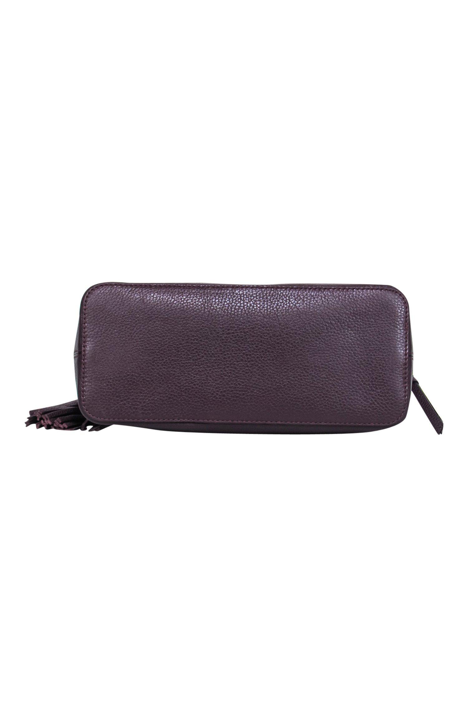 Kate Spade Dark Plum Pebbled Leather Tassel Satchel - A Chic Autumn Essential