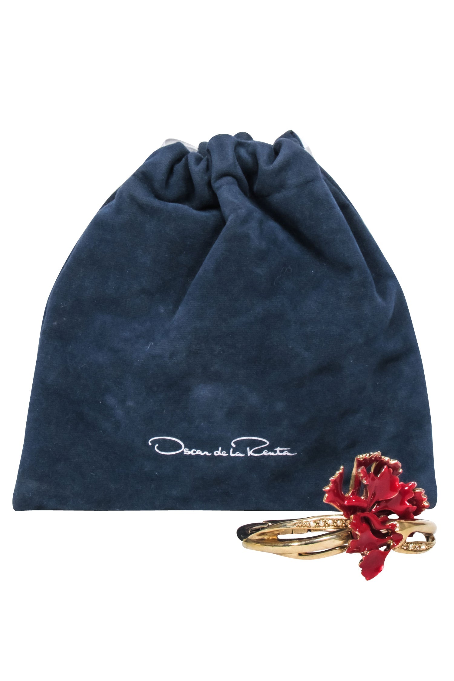 Oscar de la Renta - Stunning 10 Karat Gold Plated Red Resin Carnation Flower Bracelet