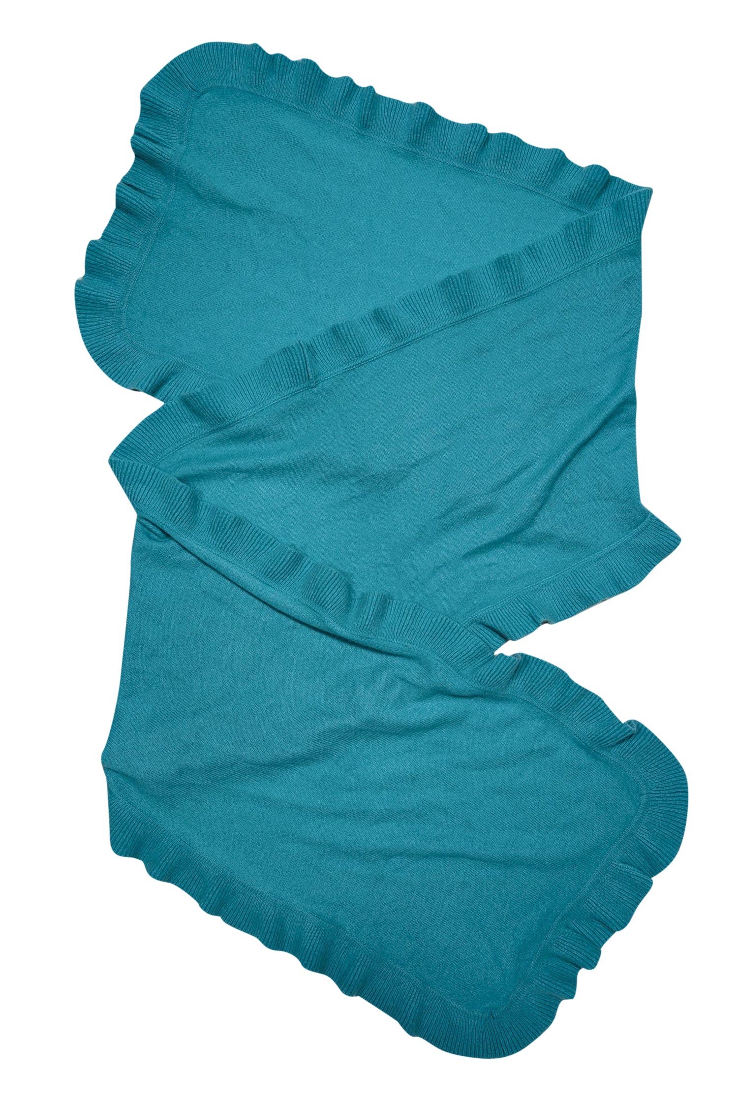 Alpine Cashmere - Stunning Turquoise Cashmere Ruffle Shawl