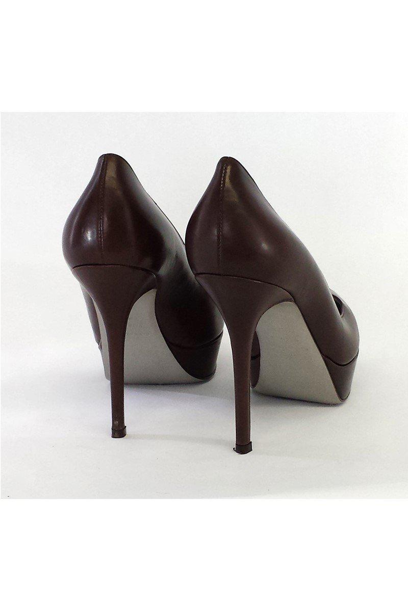 Gorgeous Sergio Rossi Brown Leather Pointed Toe Platform Pumps in Size 7.5 - Grab Yours Now!