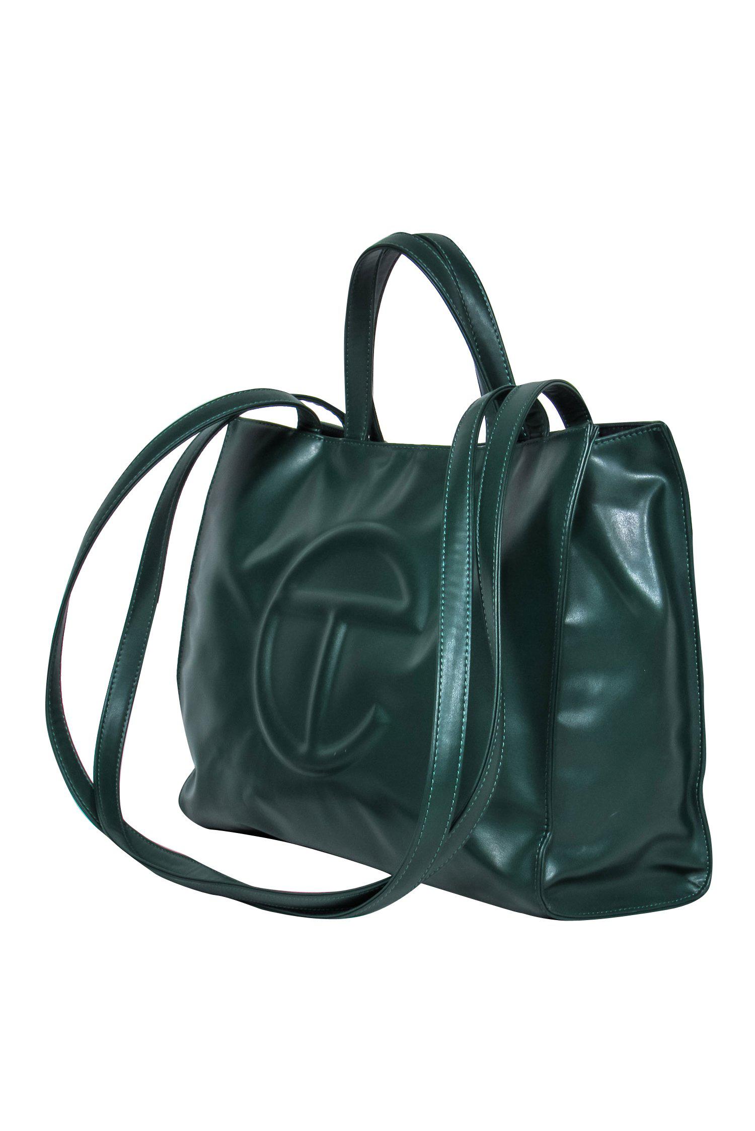 Telfar Emerald Green Medium Shopping Tote with Embossed Logo