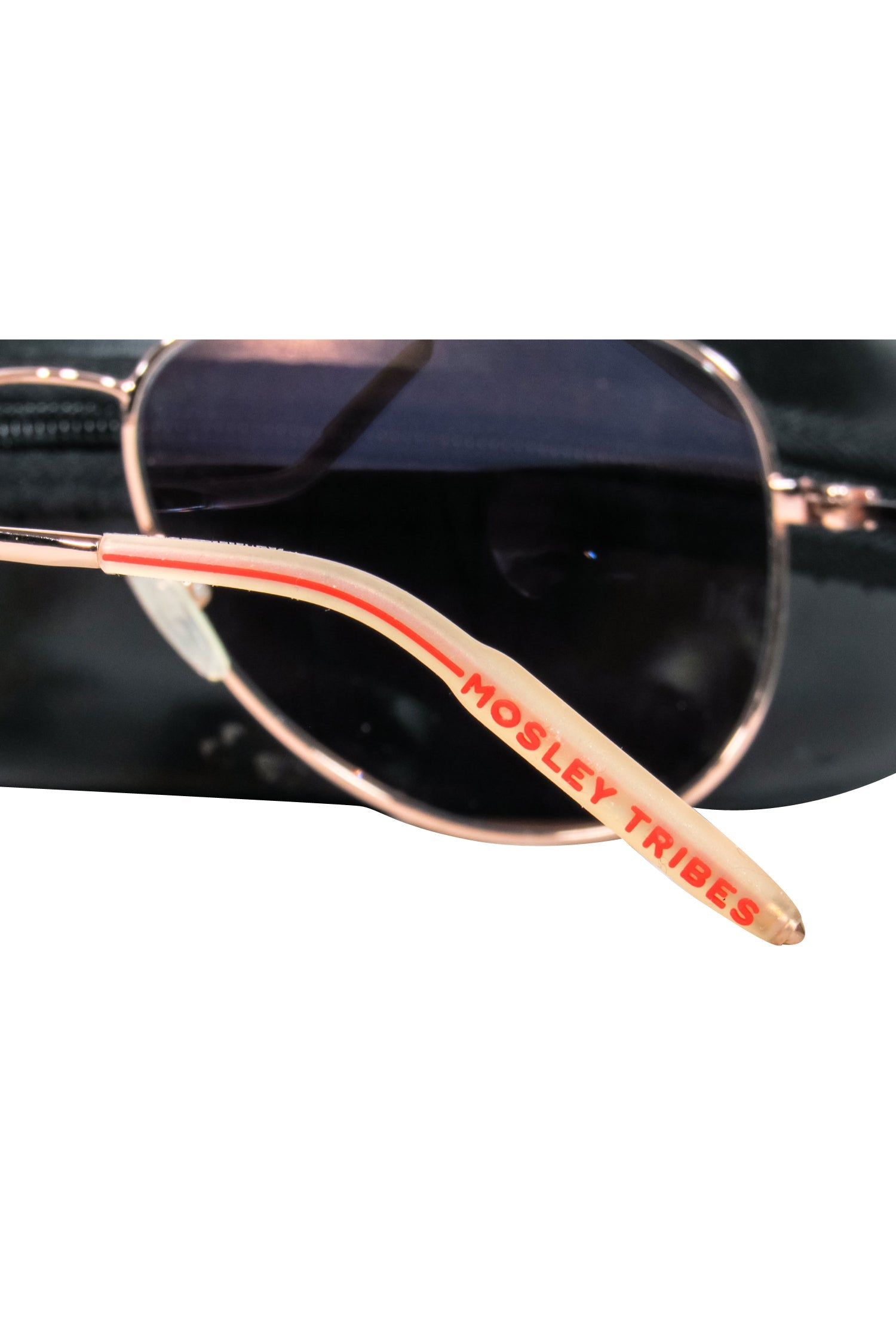 Mosley Tribes Rose Gold Aviator Sunglasses with Dark Brown Lenses