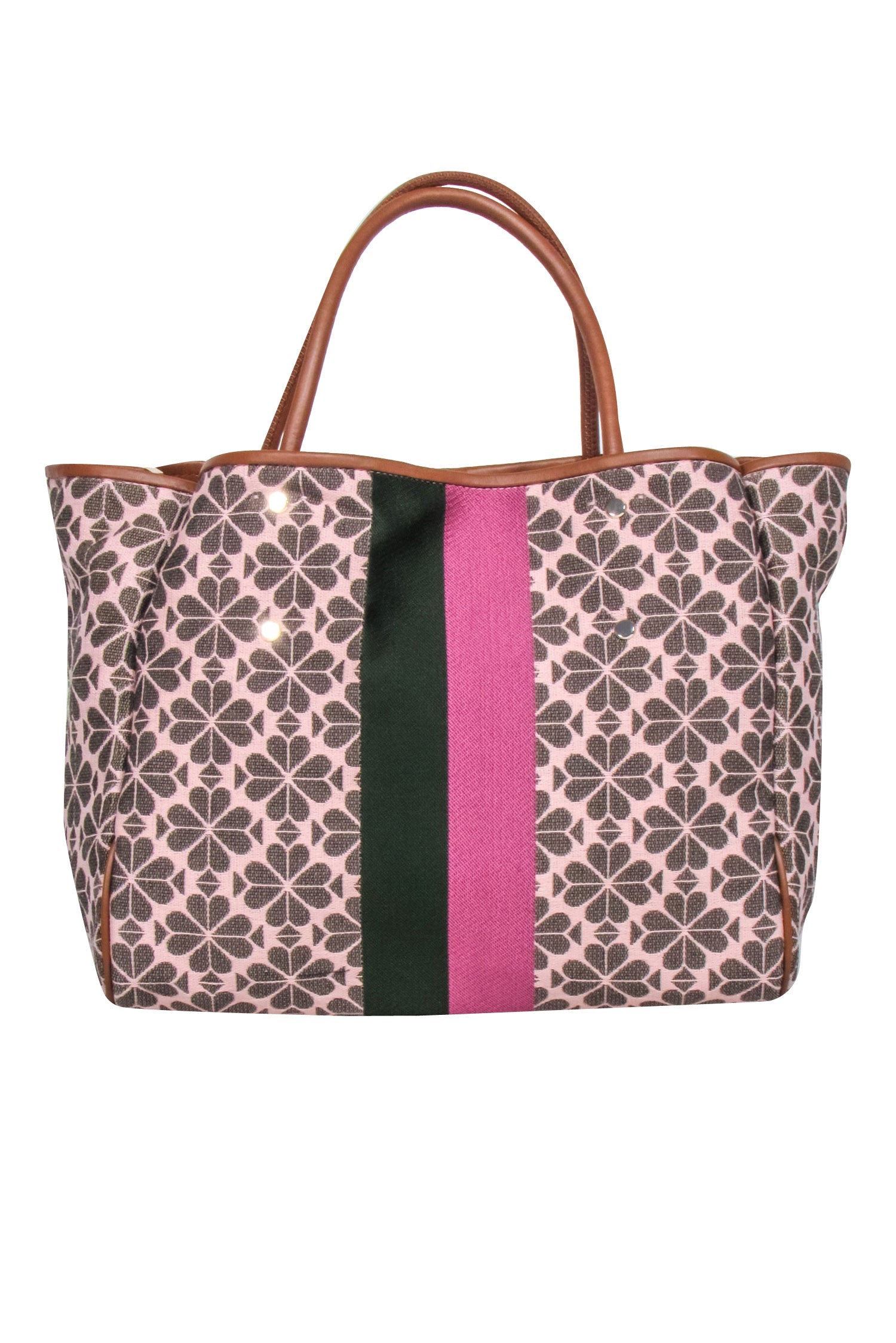 Kate Spade - Stunning Blush, Tan, Green & Mauve Logo Print Tote Bag