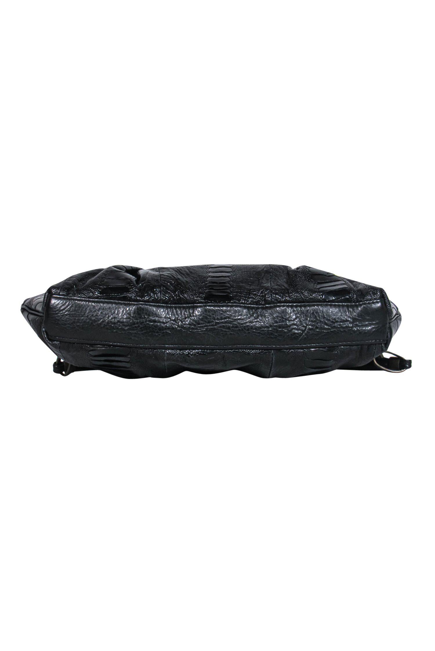 R&Y Augousti - Glamorous Black Crocodile Baguette Shoulder Bag