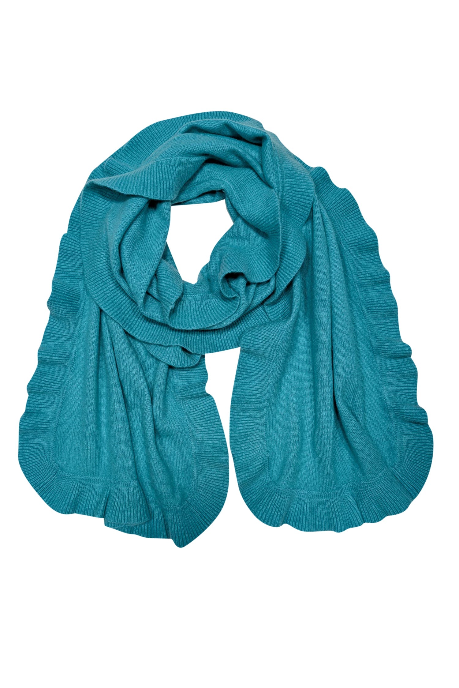 Alpine Cashmere - Stunning Turquoise Cashmere Ruffle Shawl