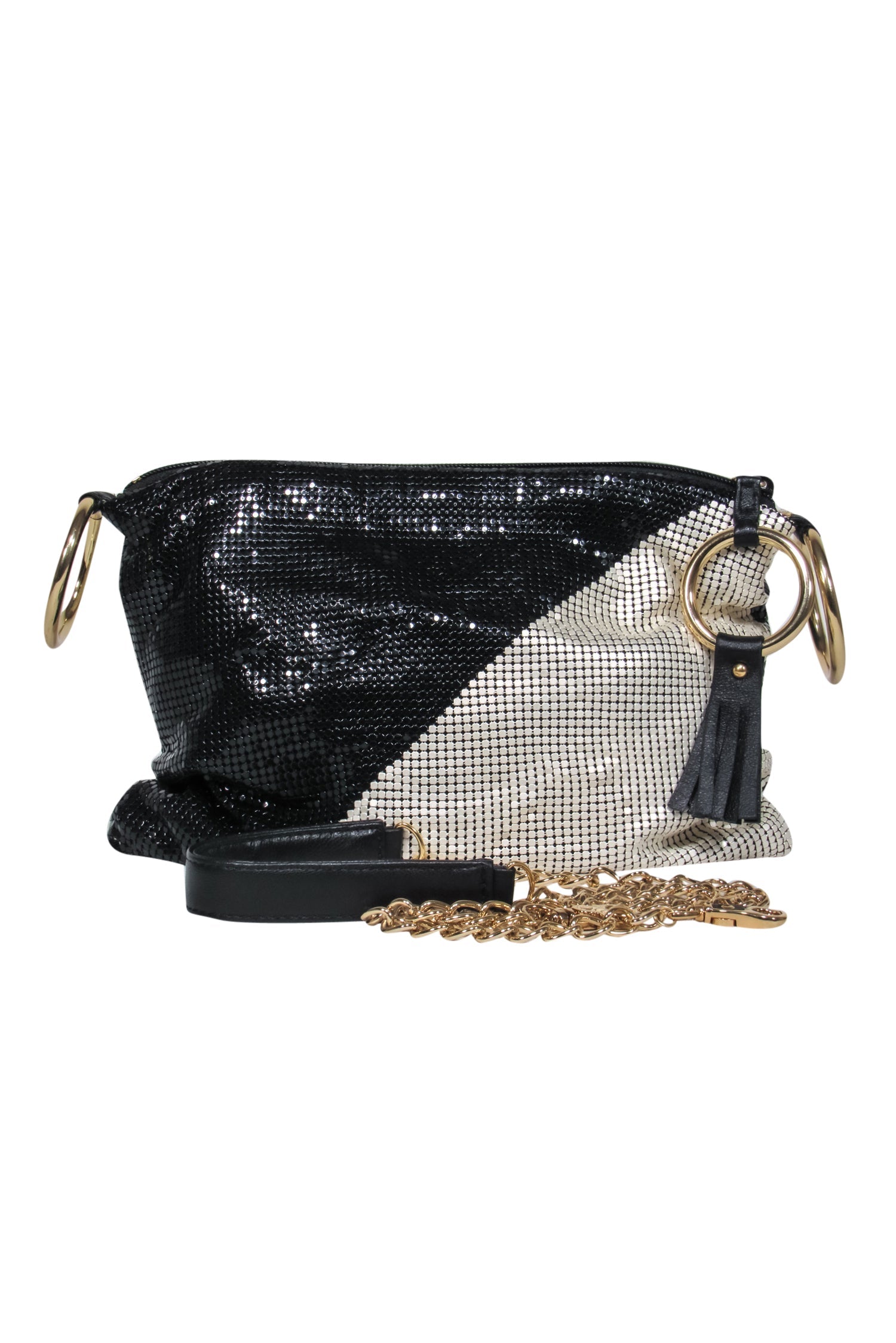 Whiting & Davis - Rockin' Black & White Chainmail Crossbody Purse