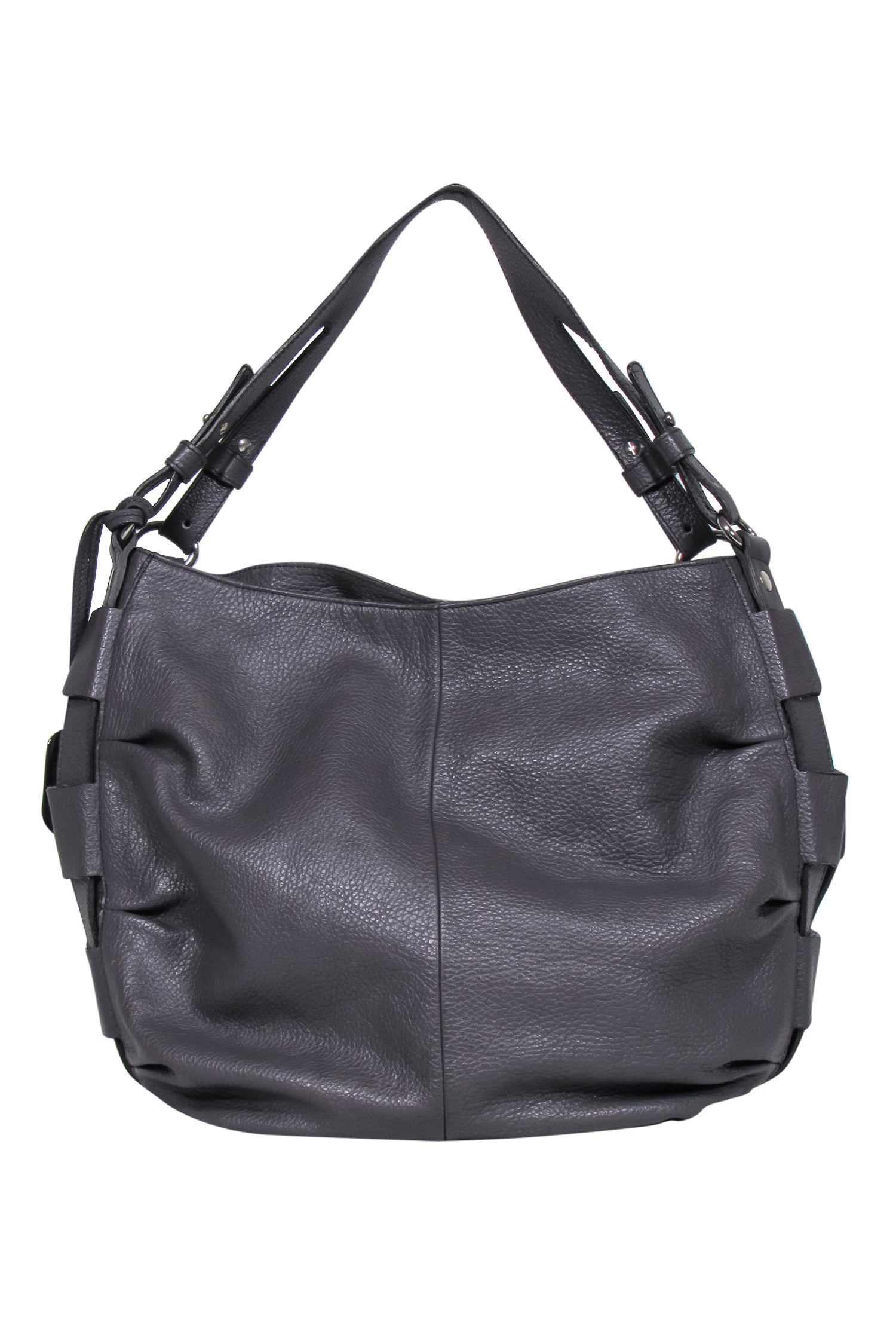 Furla - Stunning Dark Gray Woven Trim Large Shoulder Bag