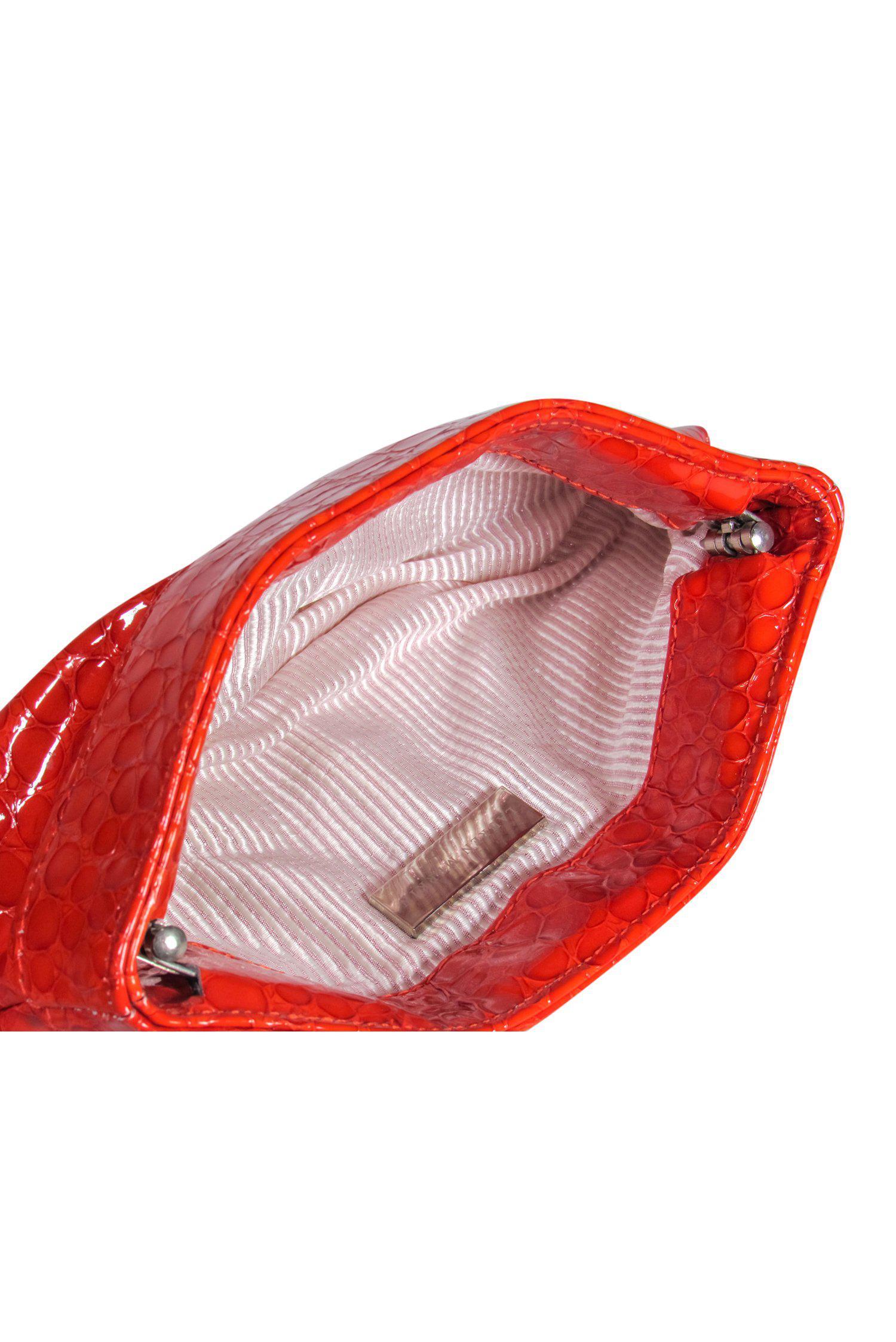 Lauren Merkin - Stunning Orange Patent Leather Reptile Embossed Clutch