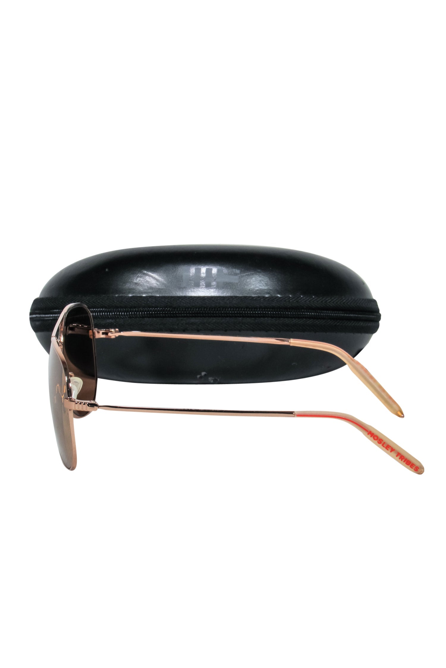 Mosley Tribes Rose Gold Aviator Sunglasses with Dark Brown Lenses