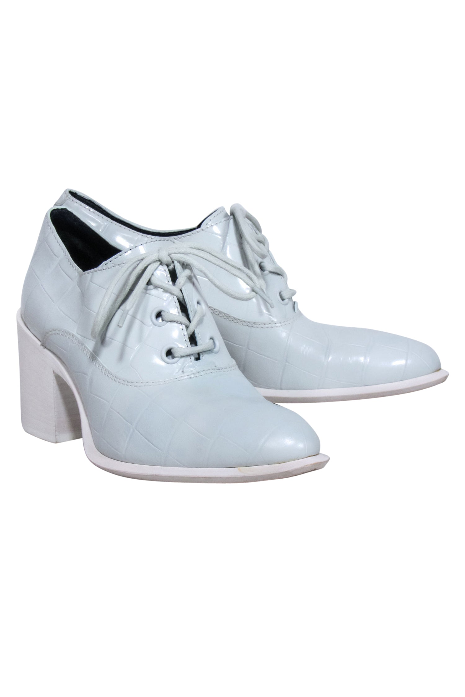 Celine Blue Reptile Embossed Lace - Up Heels: Size 8 Fashion Statement
