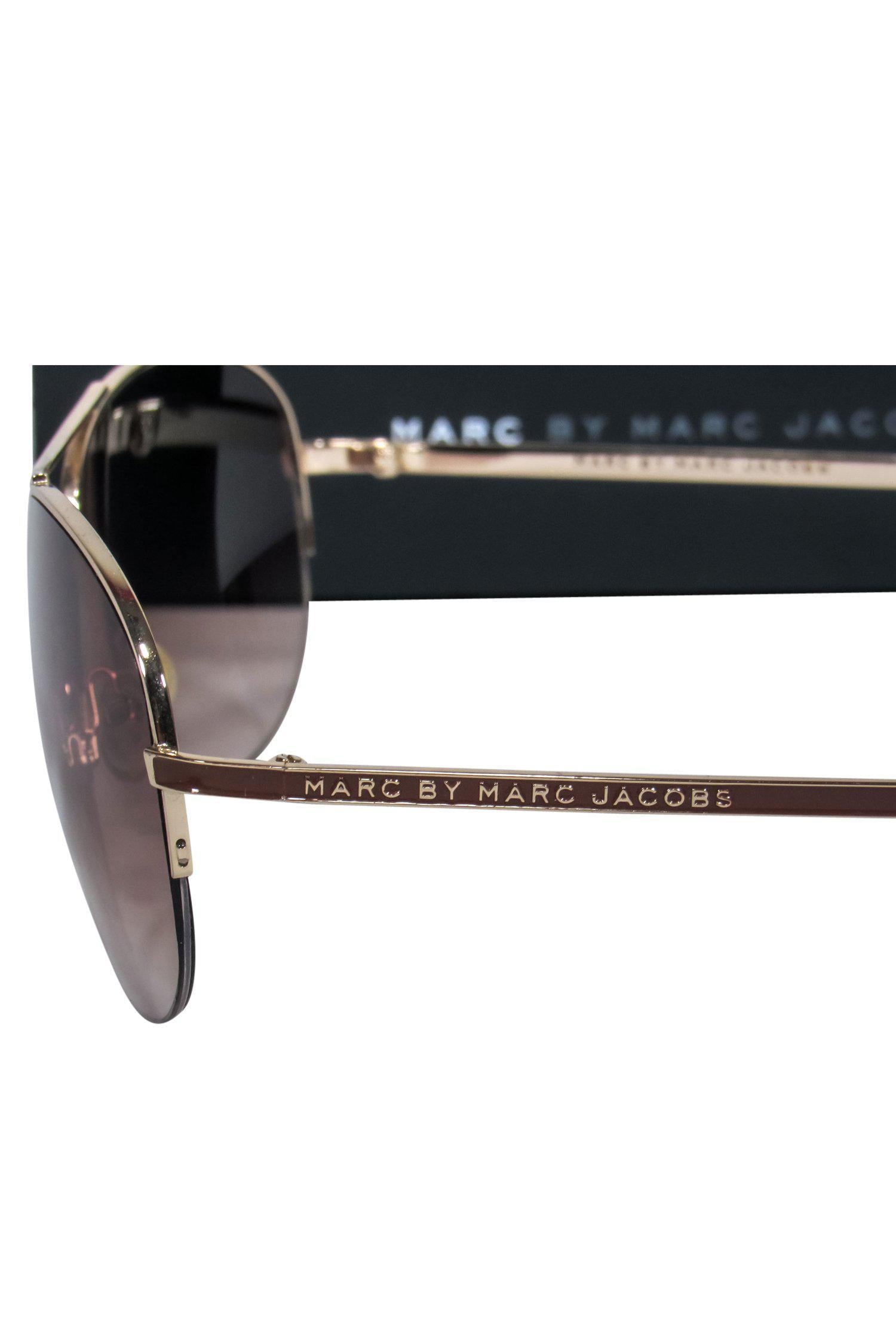 Marc by Marc Jacobs Light Gold Aviator Sunglasses - Stylish Travel Essential
