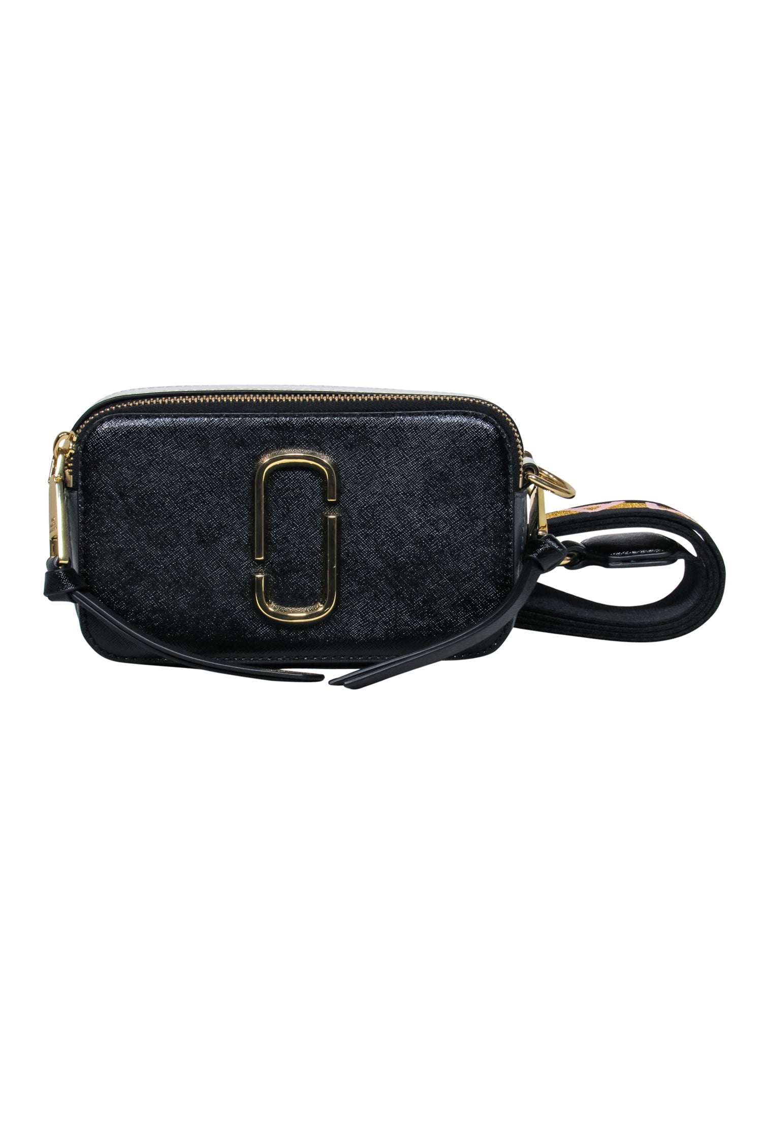 Marc Jacobs - Stunning Black, Pink & Gold Colorblock Snapshot Crossbody Bag