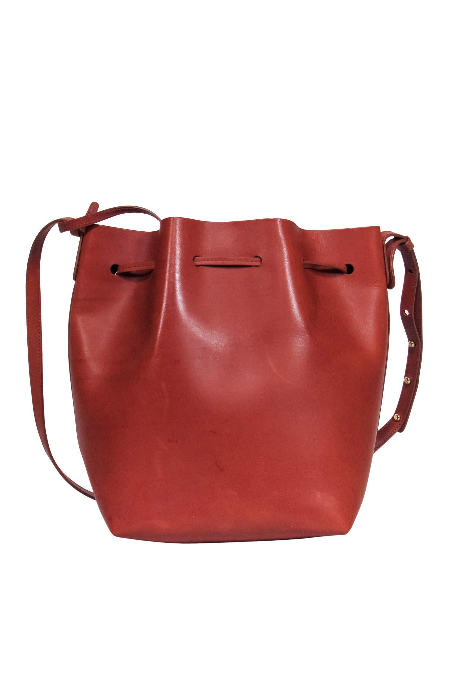 Mansur Gavriel's Gorgeous Brown Leather Bucket Bag with Free Wristlet