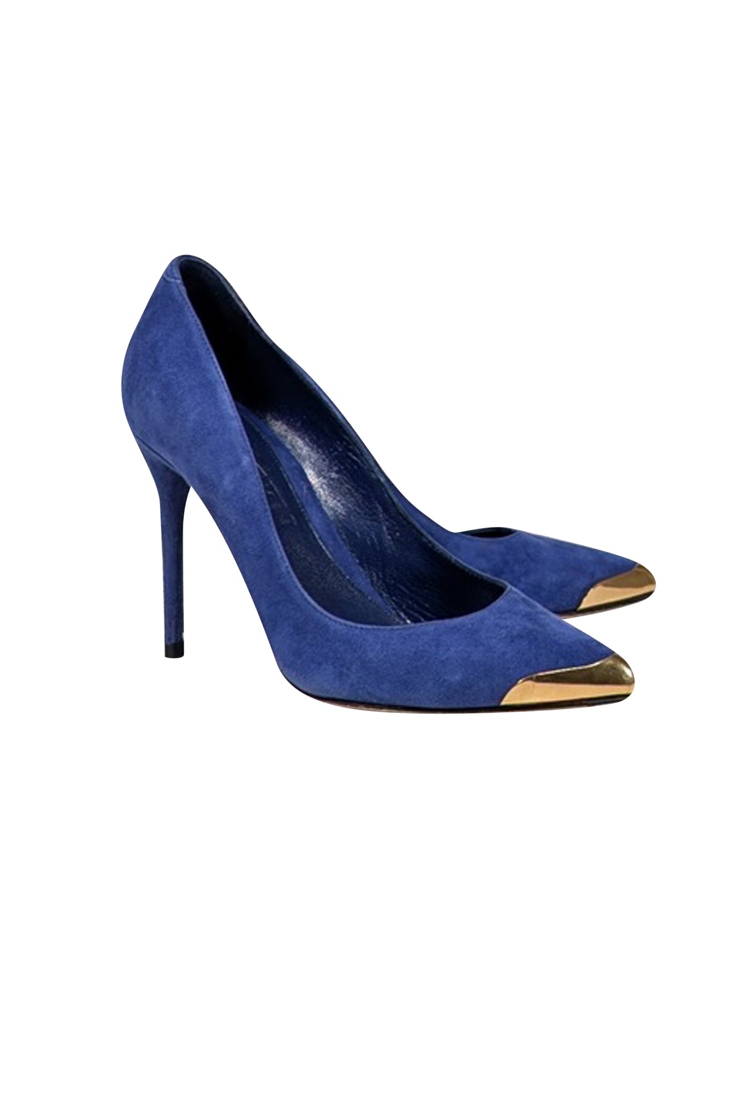 Alexander McQueen Blue Suede Gold-Toe Pumps - Size 6: A Rebellious Fashion Statement