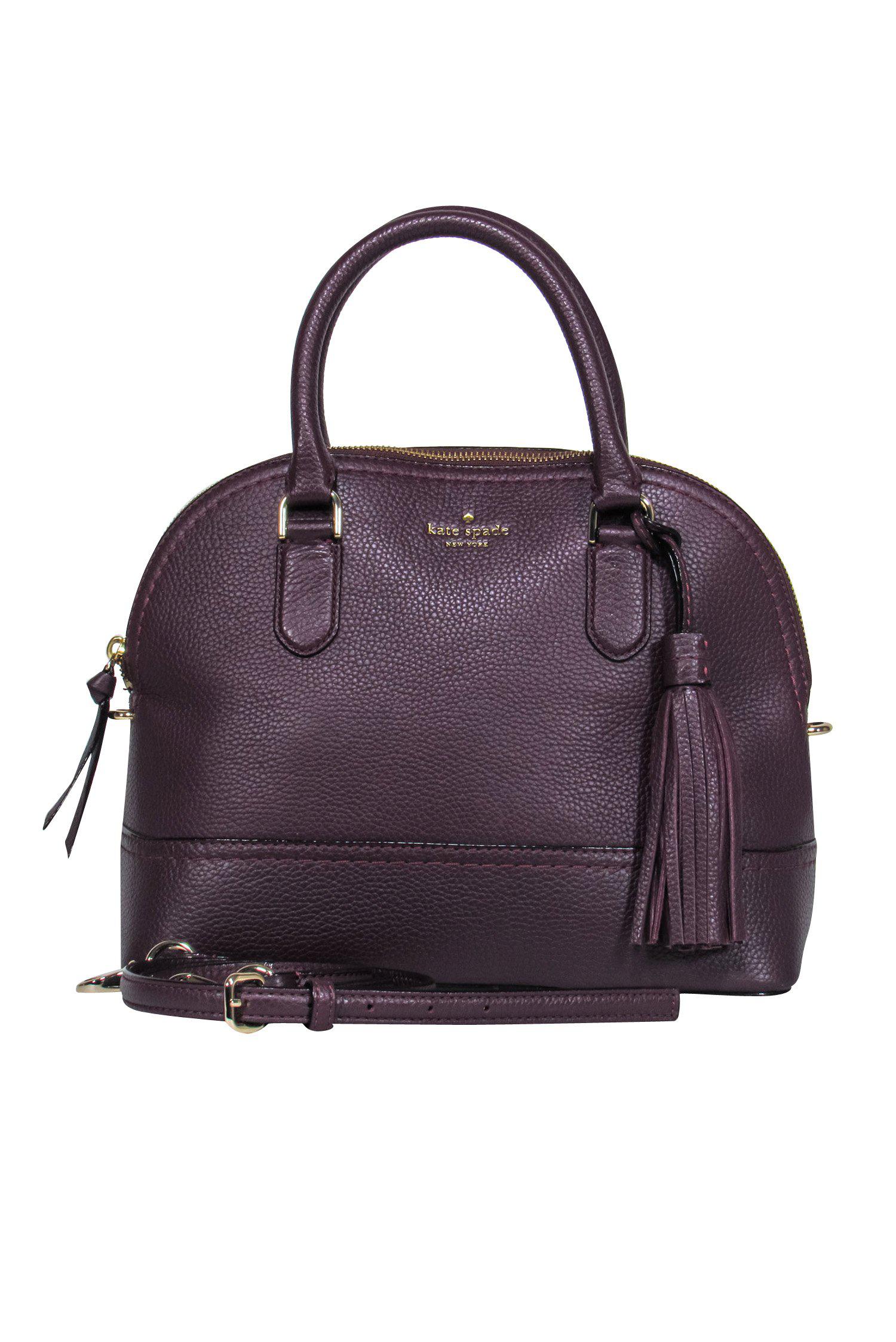 Kate Spade Dark Plum Pebbled Leather Tassel Satchel - A Chic Autumn Essential