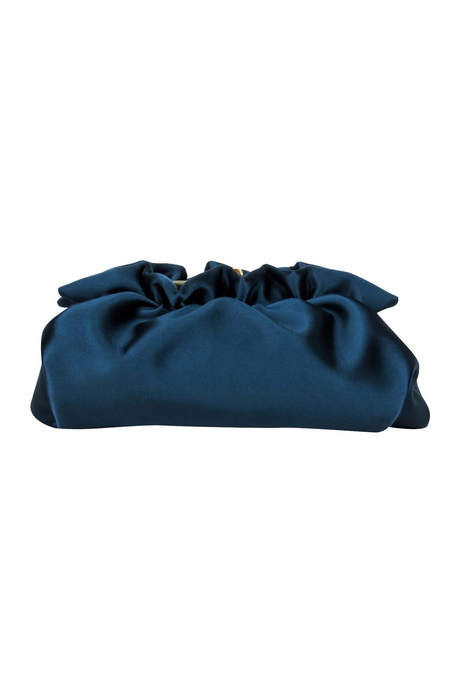 Lafayette 148 - Stunning Dark Teal Ruffle Satin Clutch